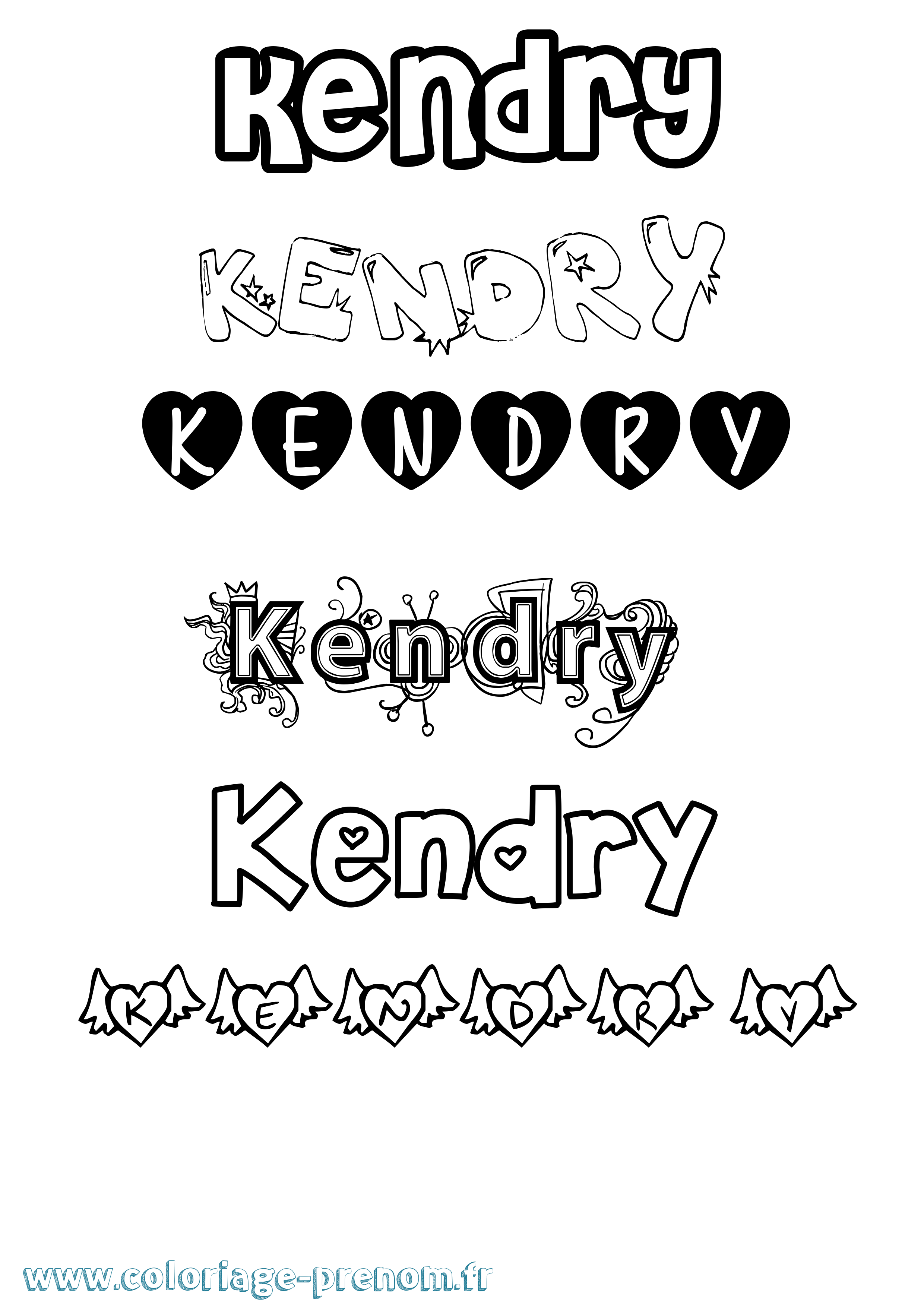 Coloriage Kendry Girly Coloriage prénom Kendry Girly