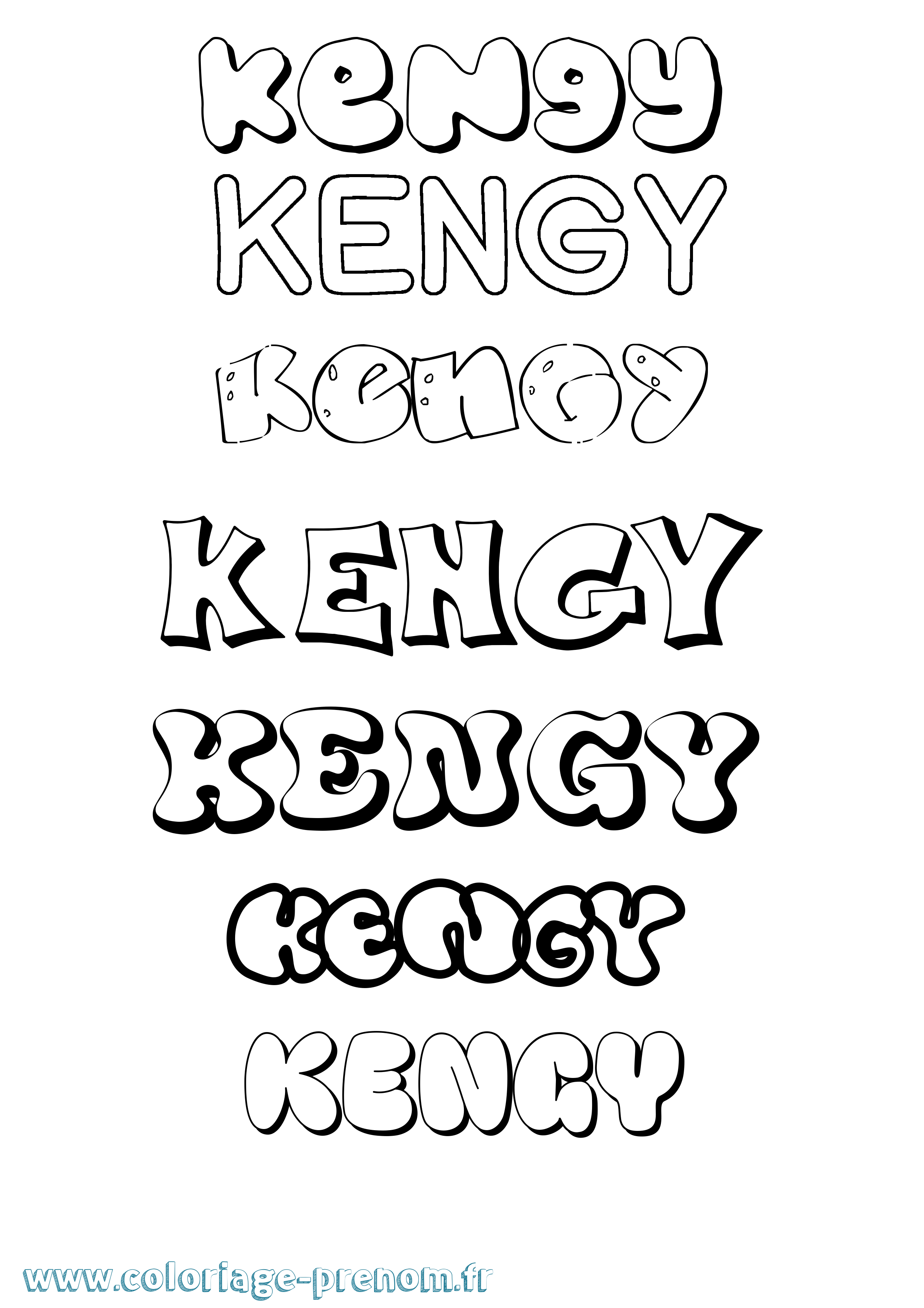 Coloriage Kengy Bubble Coloriage prénom Kengy Bubble