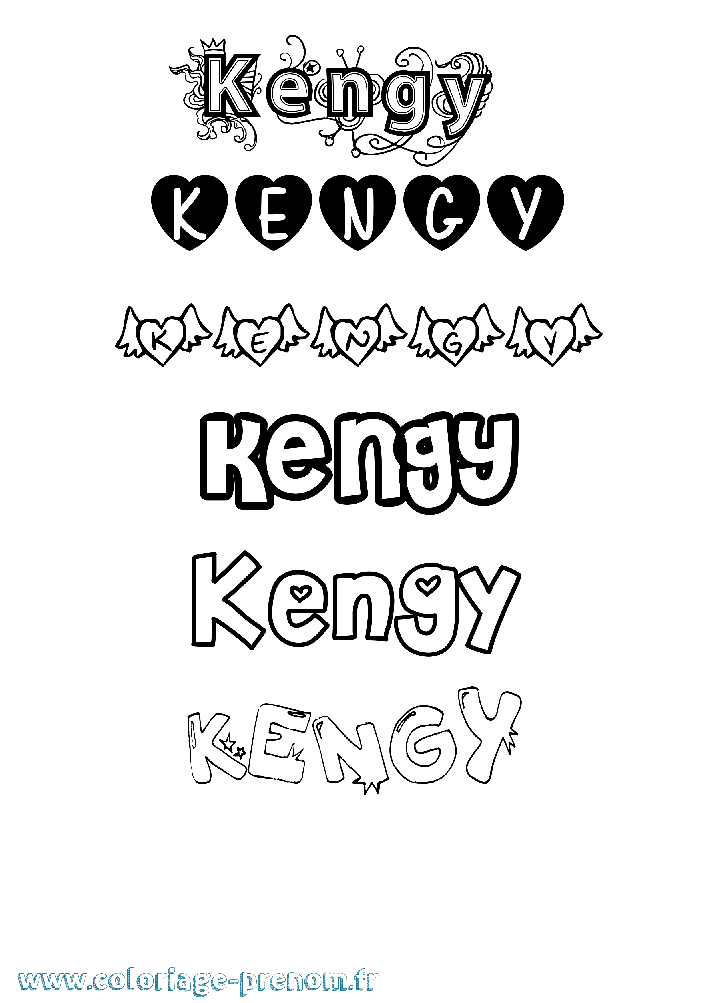 Coloriage Kengy Girly Coloriage prénom Kengy Girly