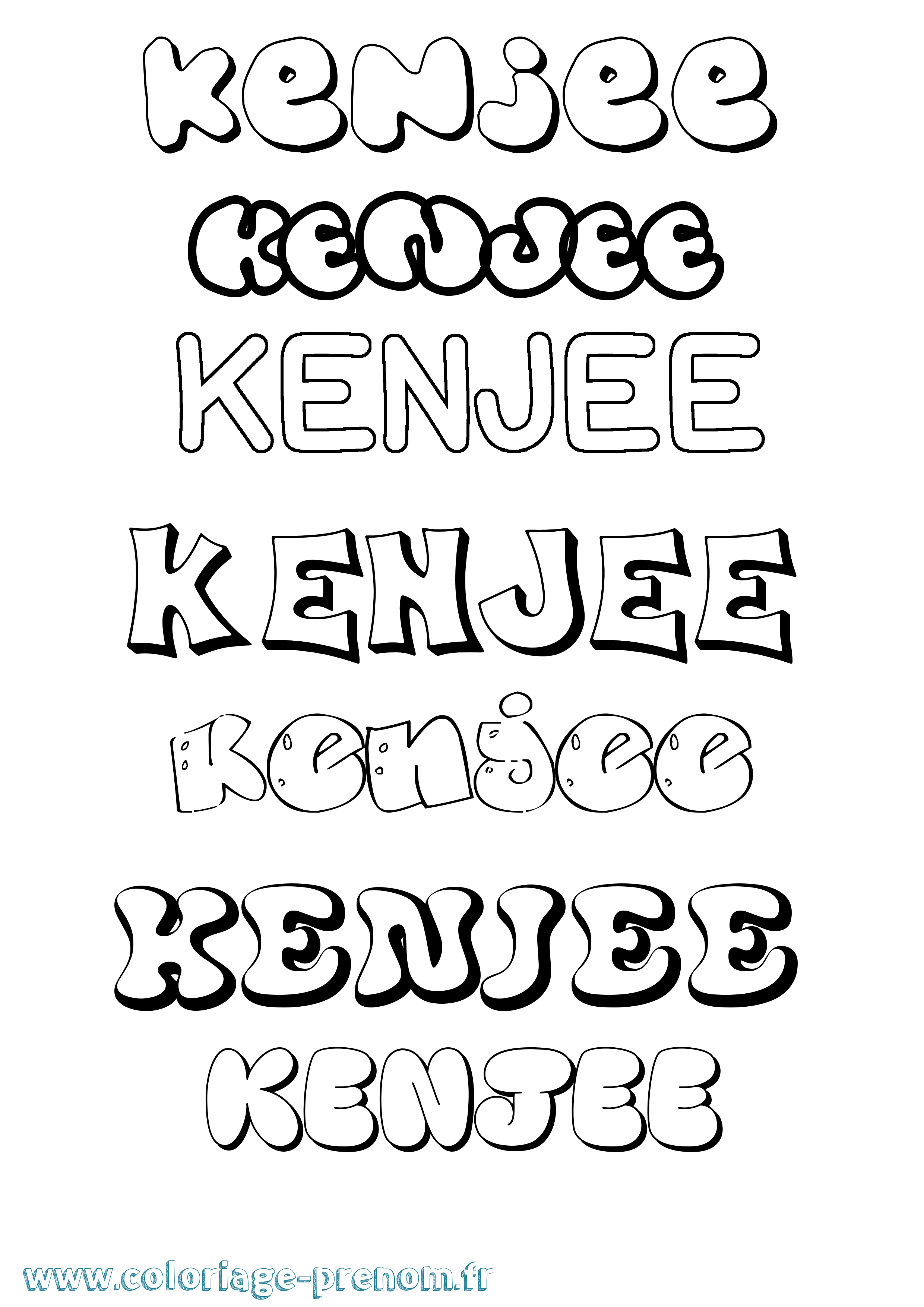 Coloriage Kenjee Bubble Coloriage prénom Kenjee Bubble