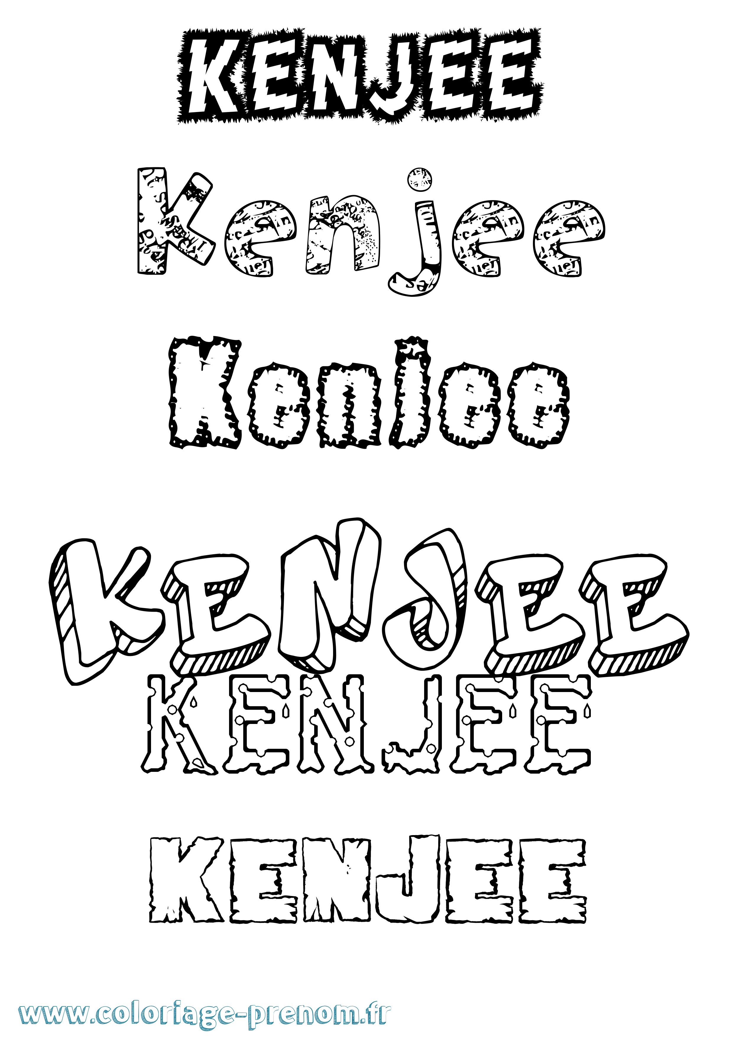 Coloriage Kenjee Destructuré Coloriage prénom Kenjee Destructuré