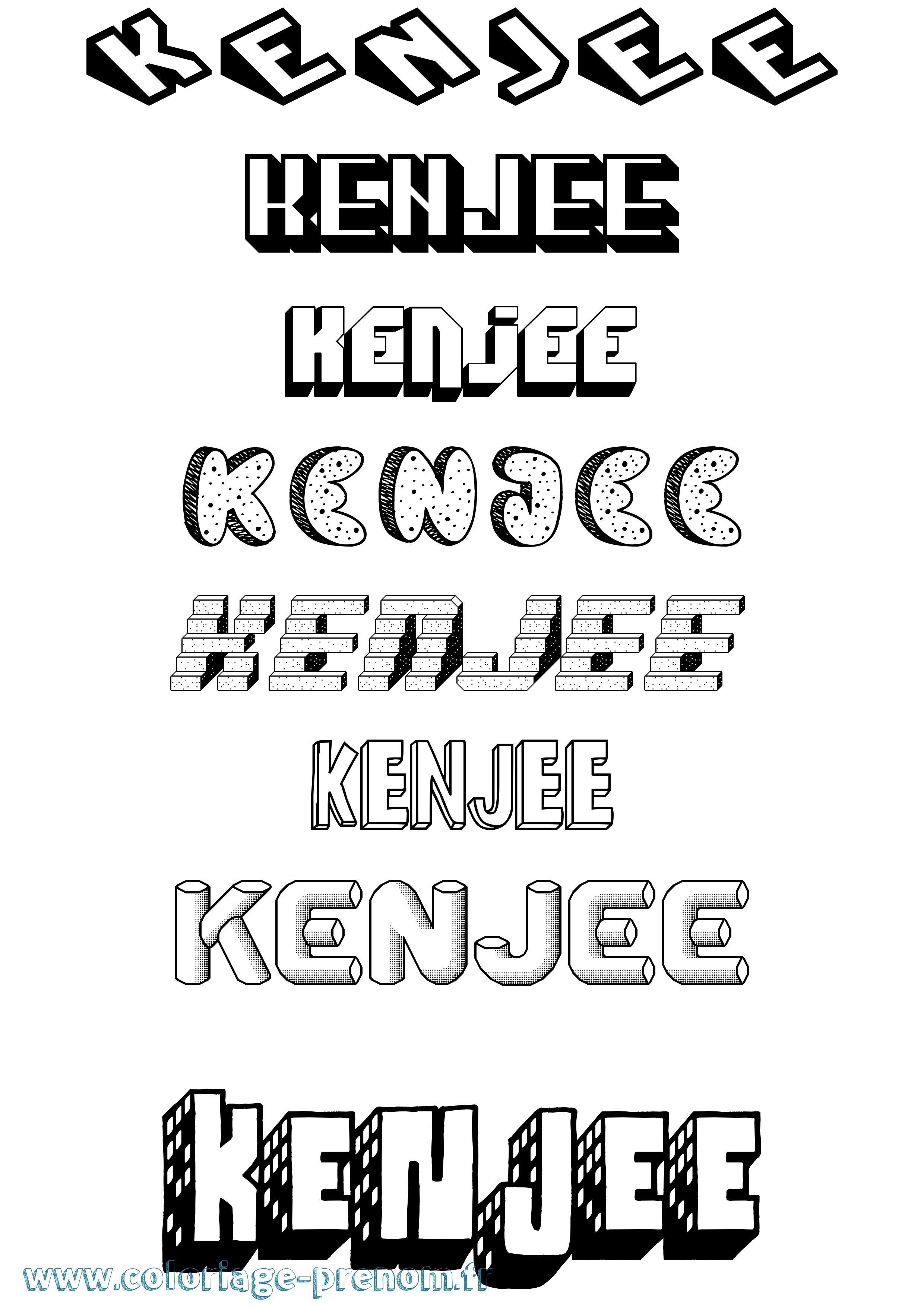 Coloriage Kenjee Effet 3D Coloriage prénom Kenjee Effet 3D