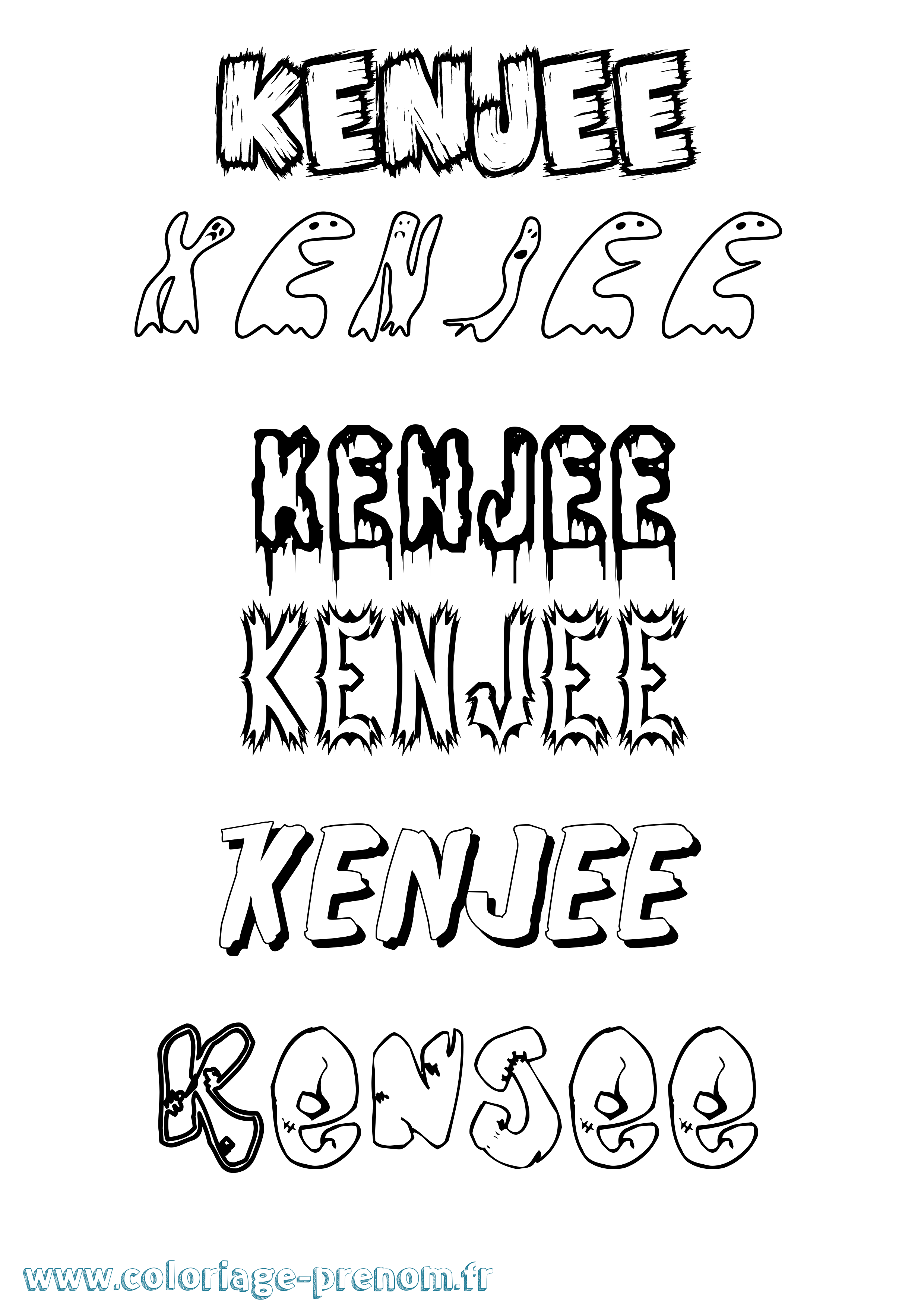 Coloriage Kenjee Frisson Coloriage prénom Kenjee Frisson