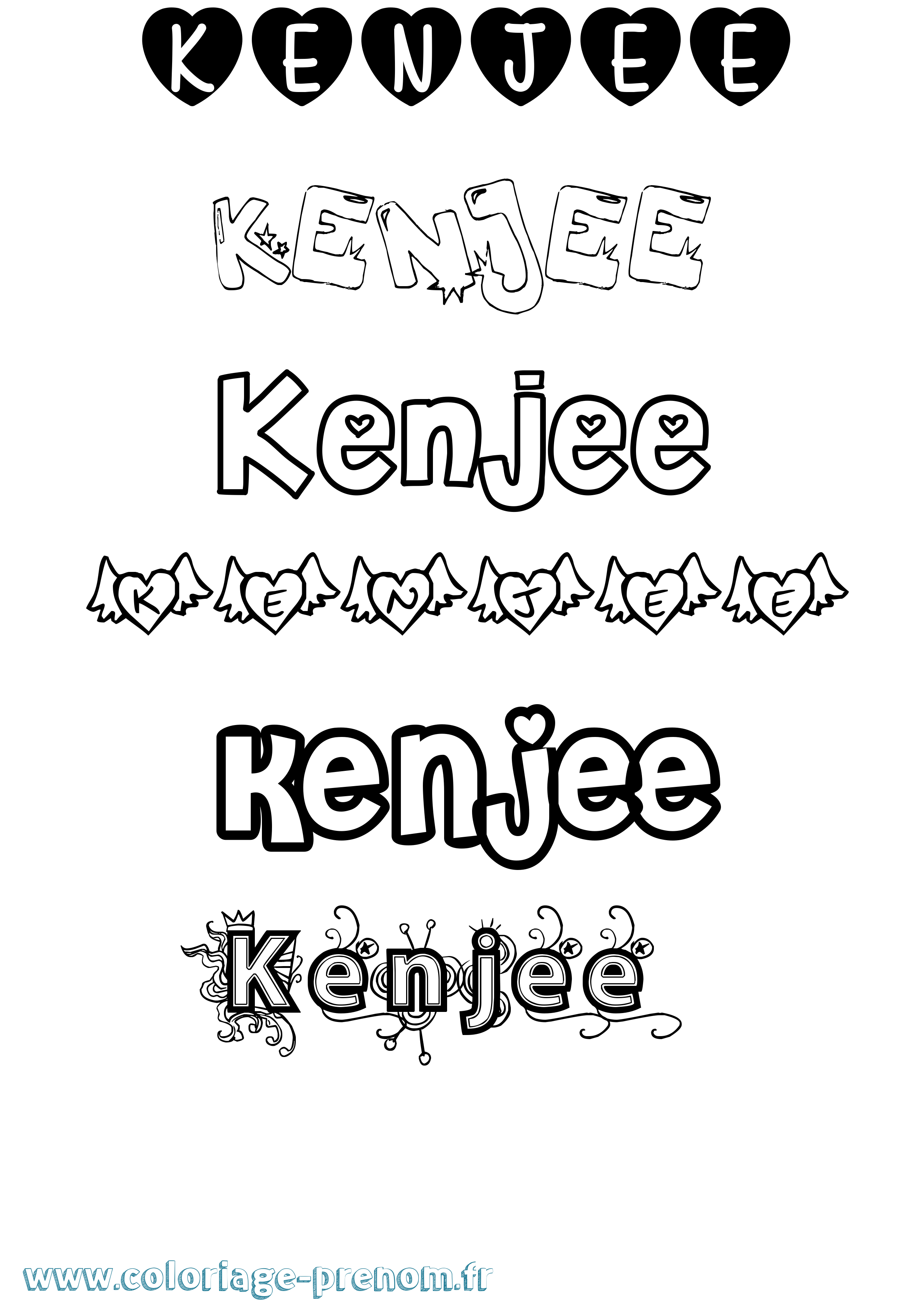 Coloriage Kenjee Girly Coloriage prénom Kenjee Girly