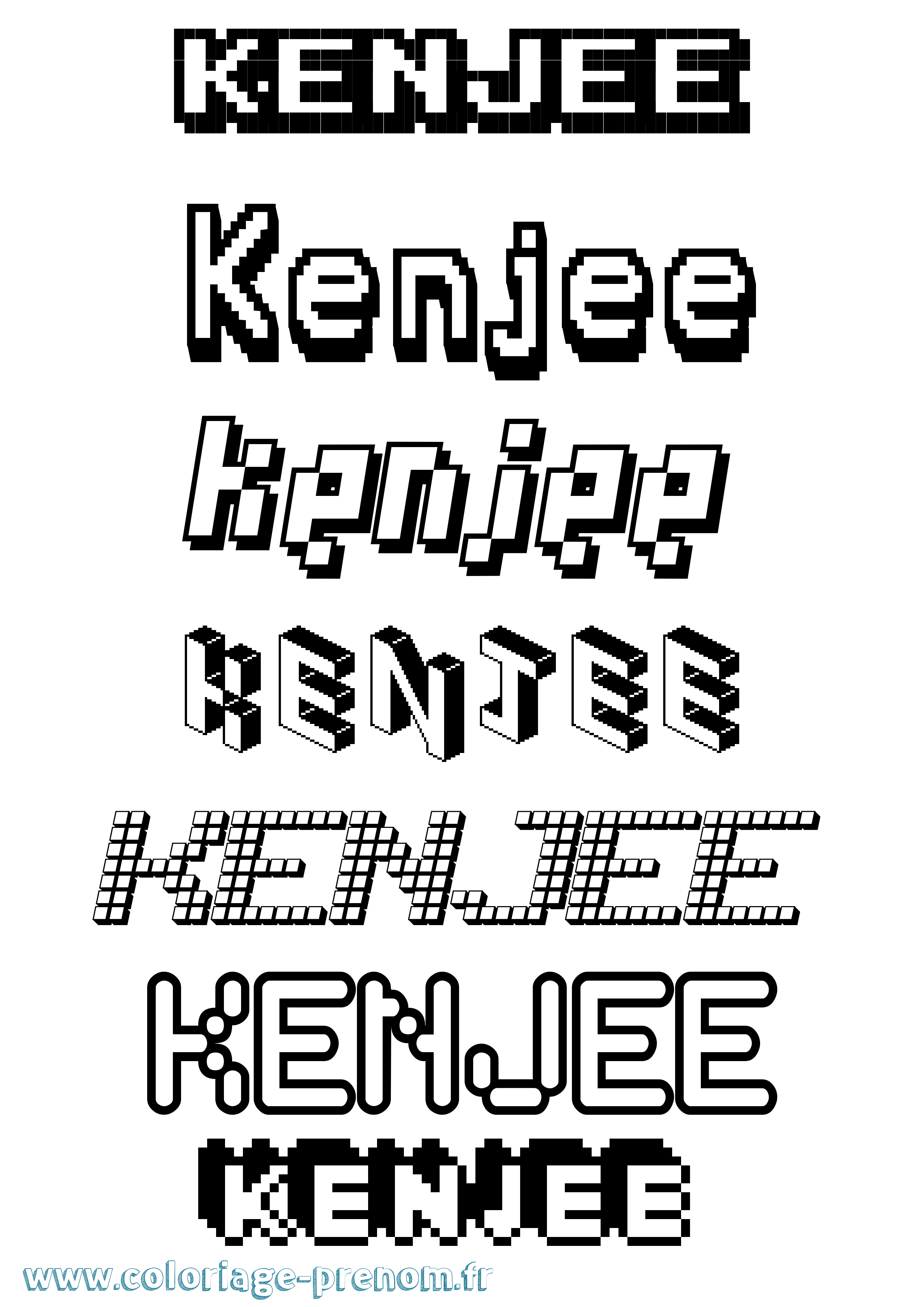 Coloriage Kenjee Pixel Coloriage prénom Kenjee Pixel
