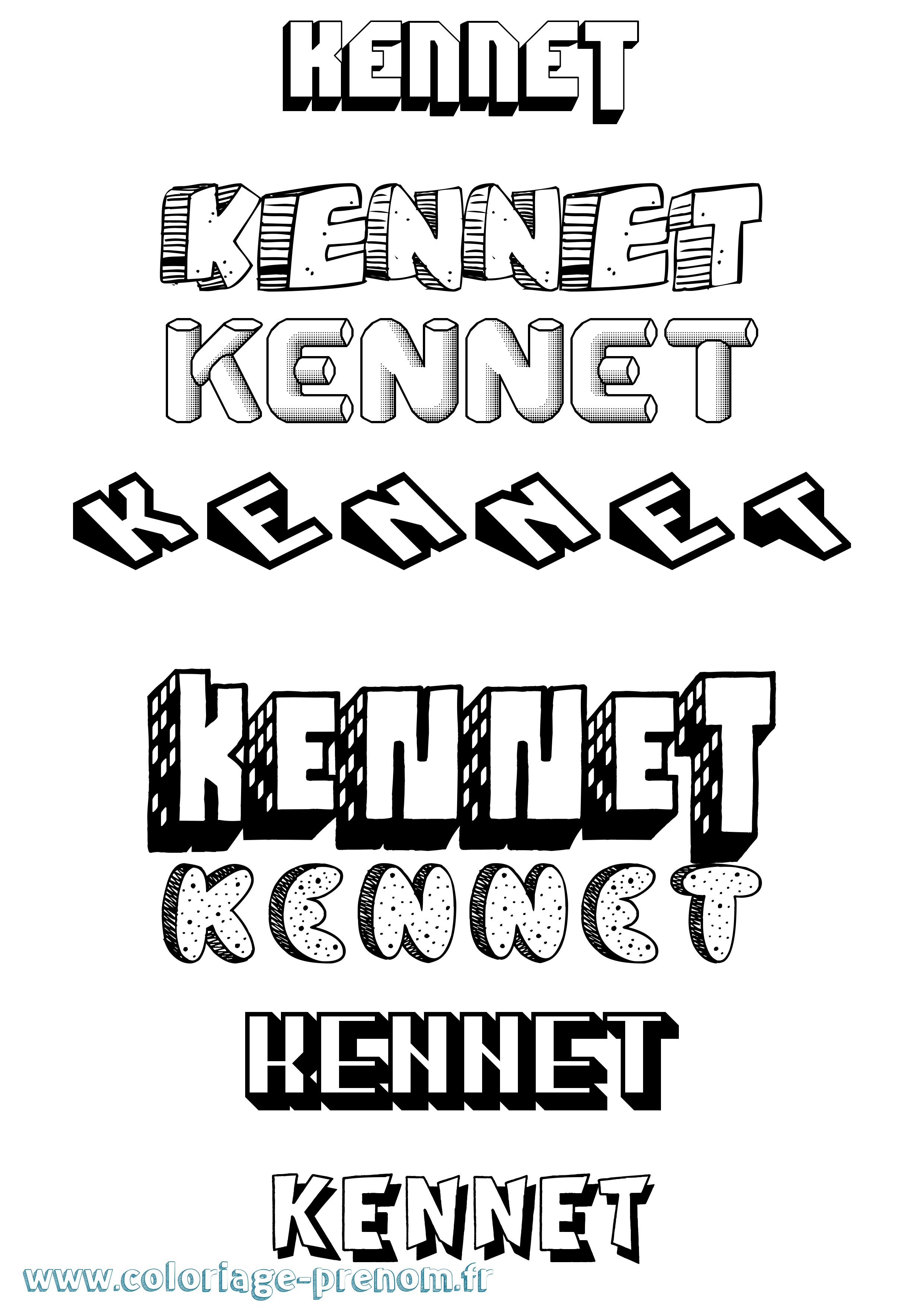 Coloriage Kennet Effet 3D Coloriage prénom Kennet Effet 3D