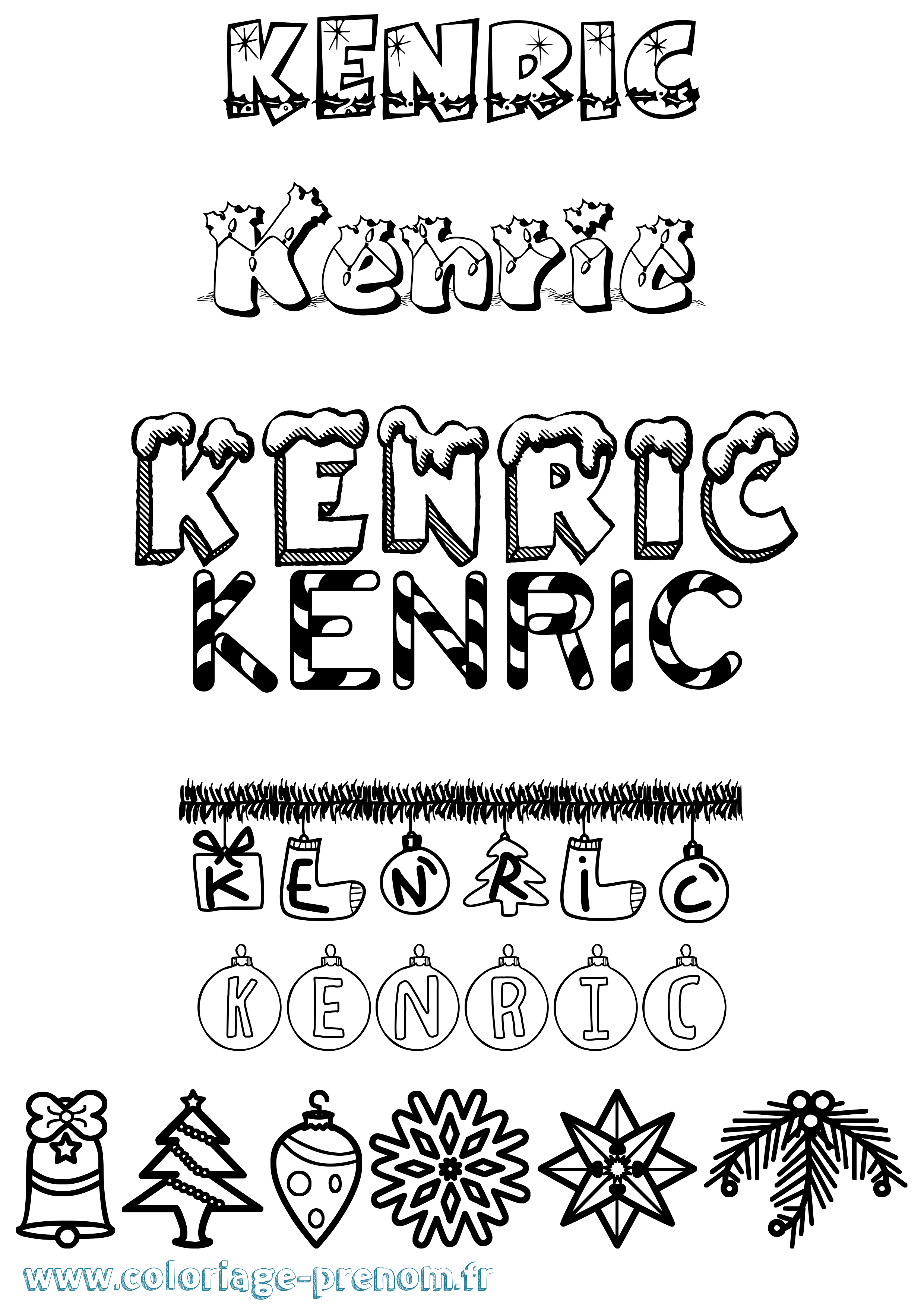 Coloriage Kenric Noël Coloriage prénom Kenric Noël
