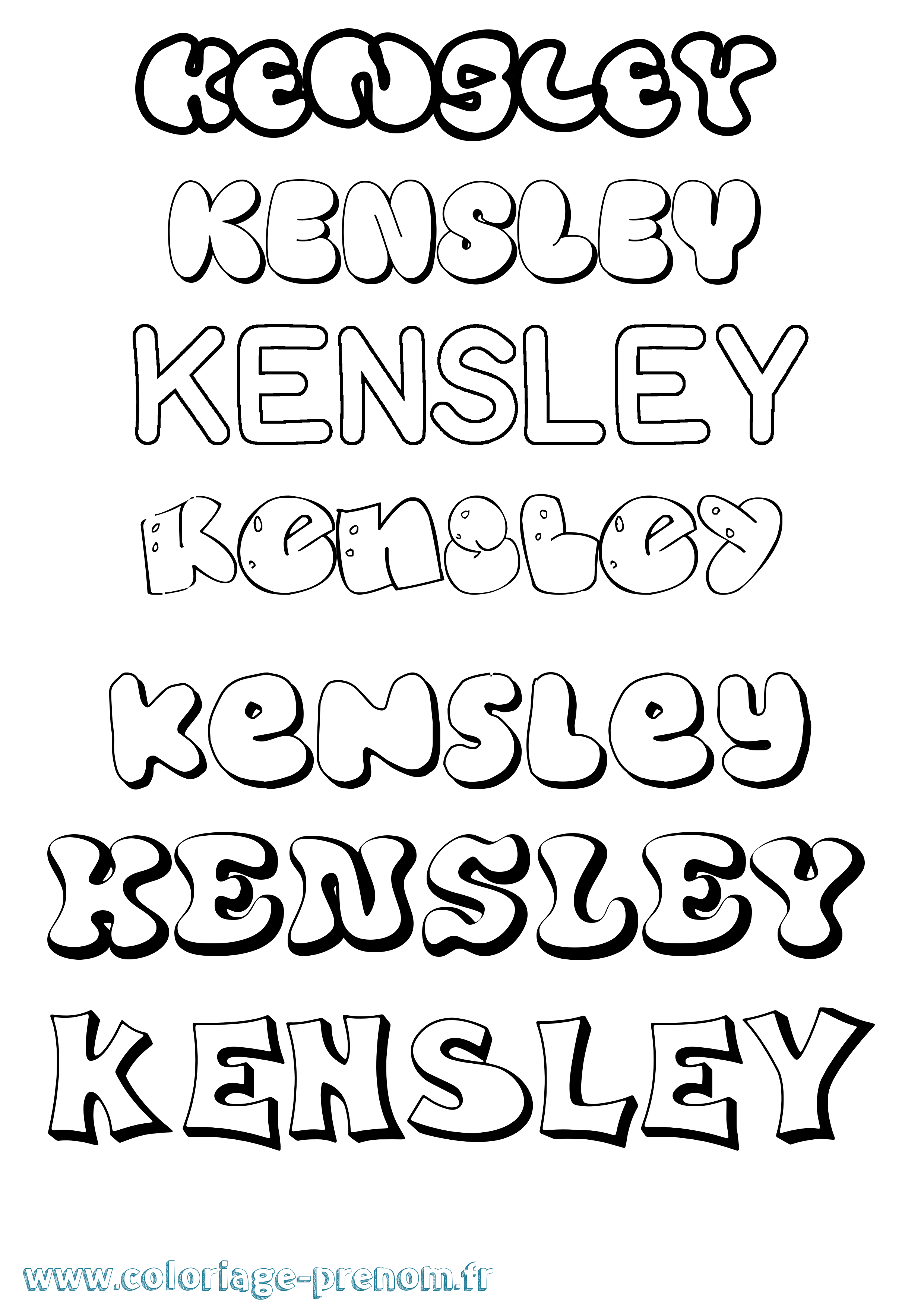 Coloriage Kensley Bubble Coloriage prénom Kensley Bubble