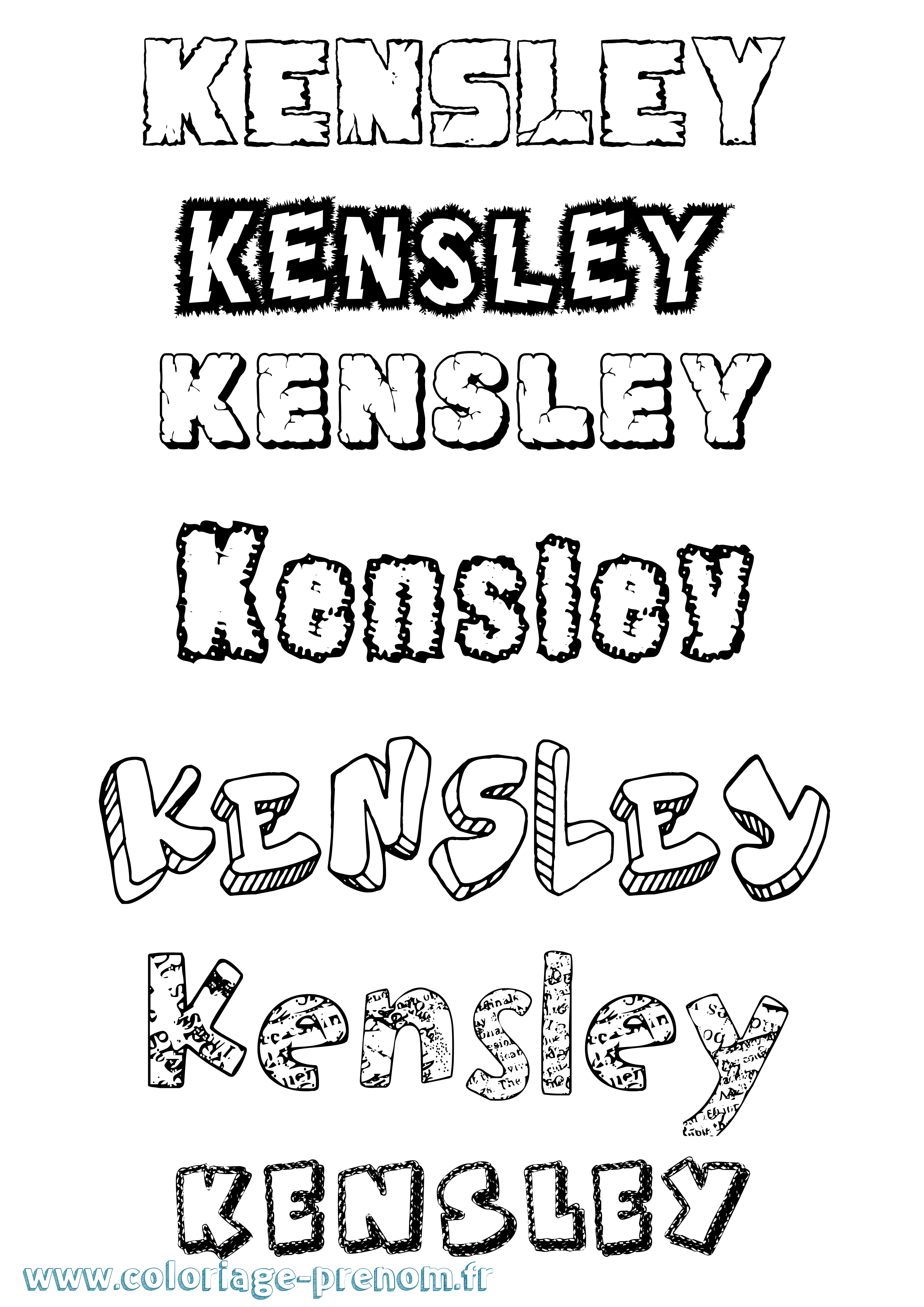Coloriage Kensley Destructuré Coloriage prénom Kensley Destructuré