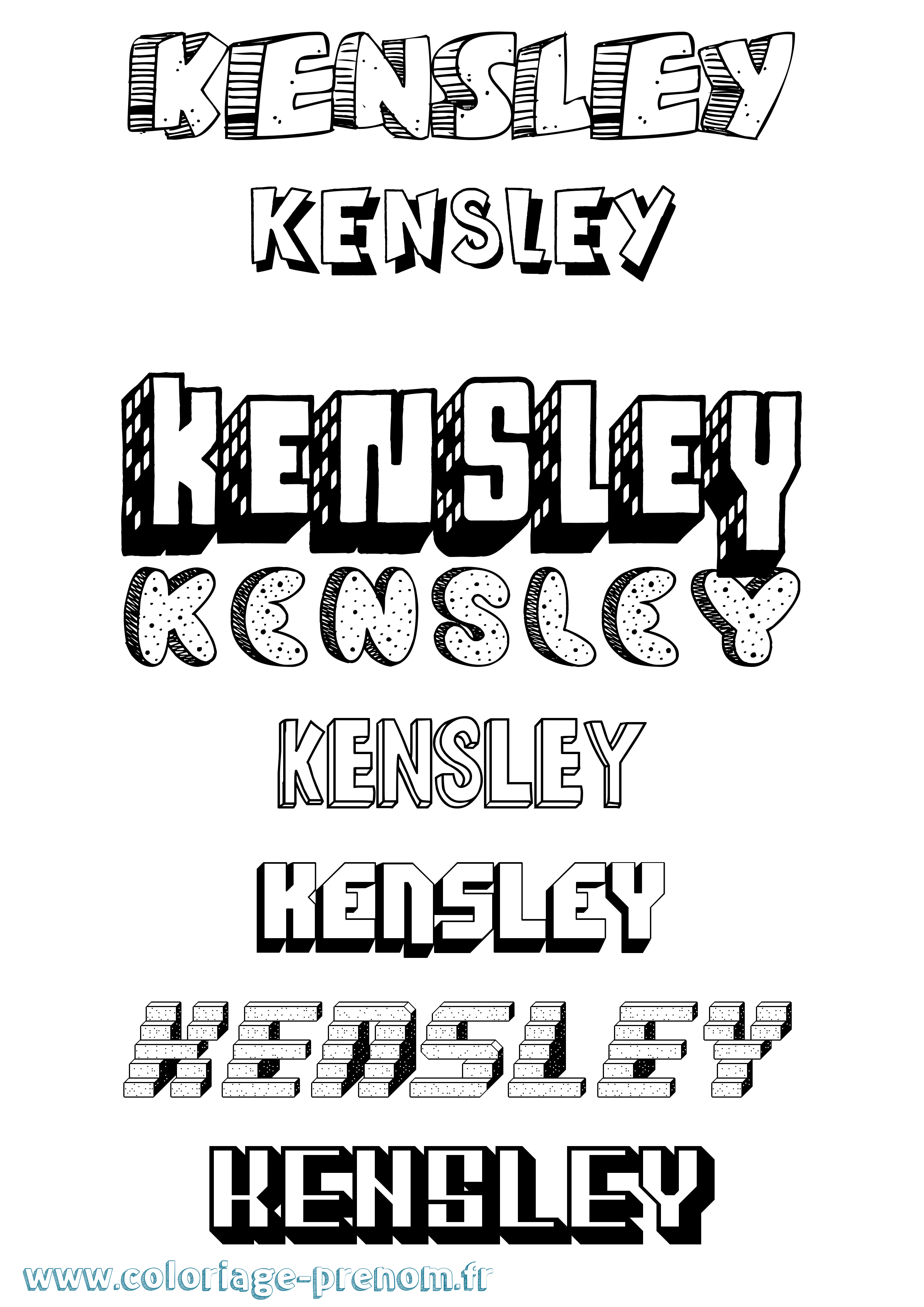Coloriage Kensley Effet 3D Coloriage prénom Kensley Effet 3D