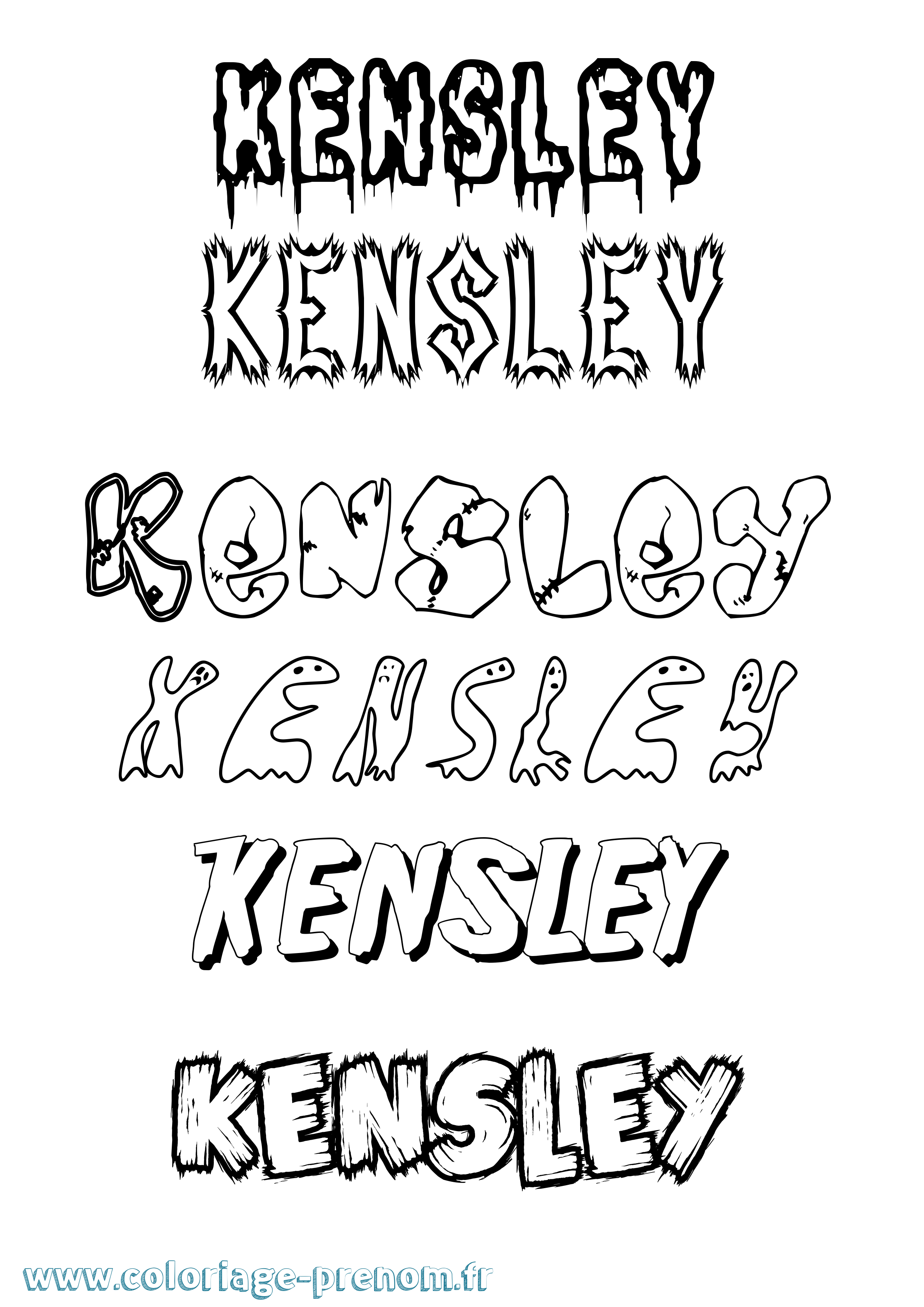Coloriage Kensley Frisson Coloriage prénom Kensley Frisson