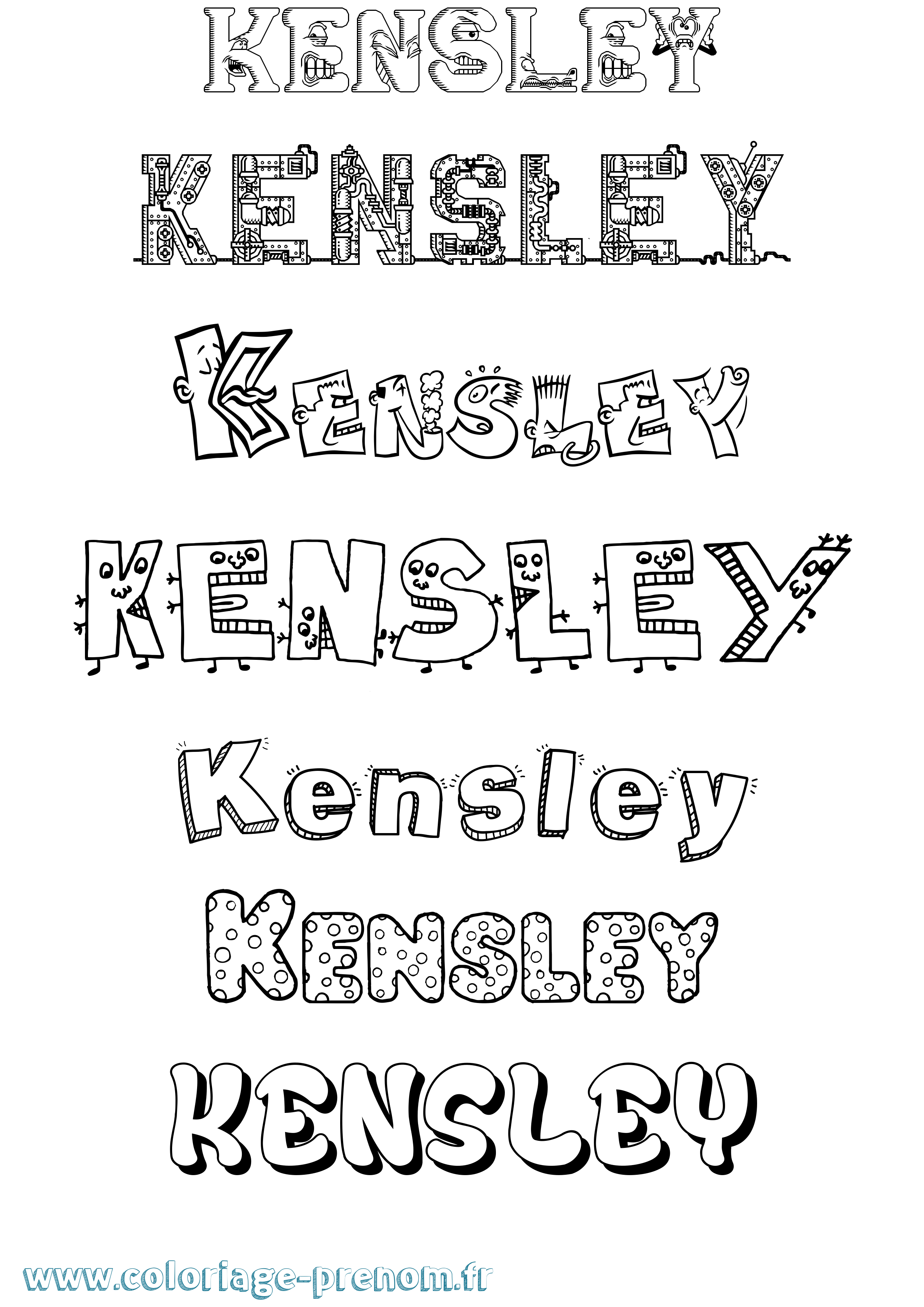Coloriage Kensley Fun Coloriage prénom Kensley Fun