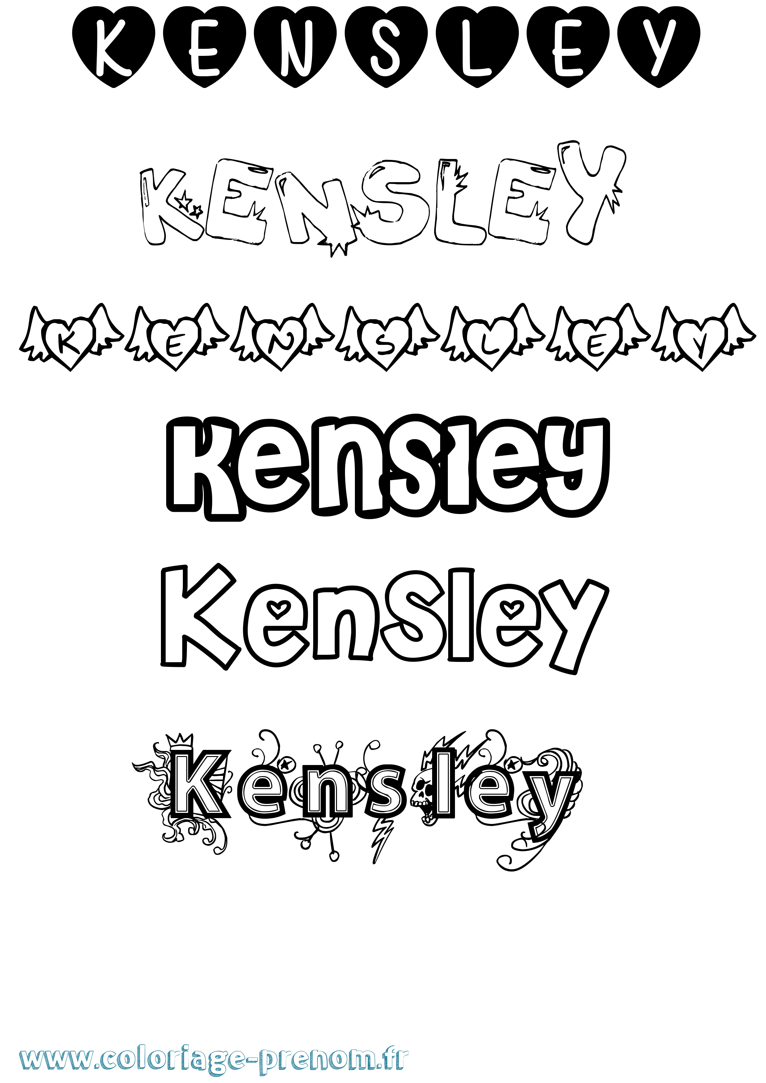 Coloriage Kensley Girly Coloriage prénom Kensley Girly