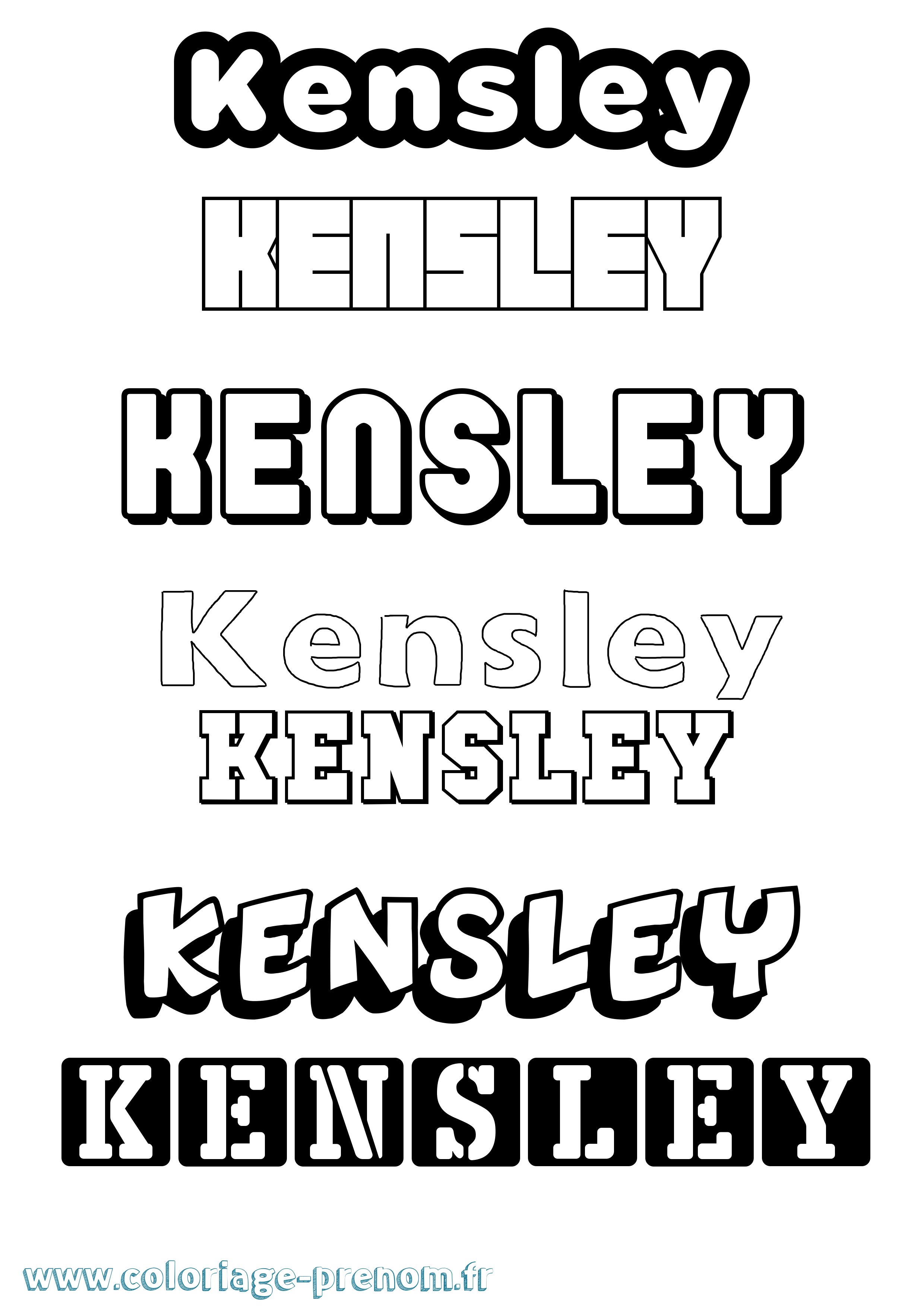 Coloriage Kensley Simple Coloriage prénom Kensley Simple
