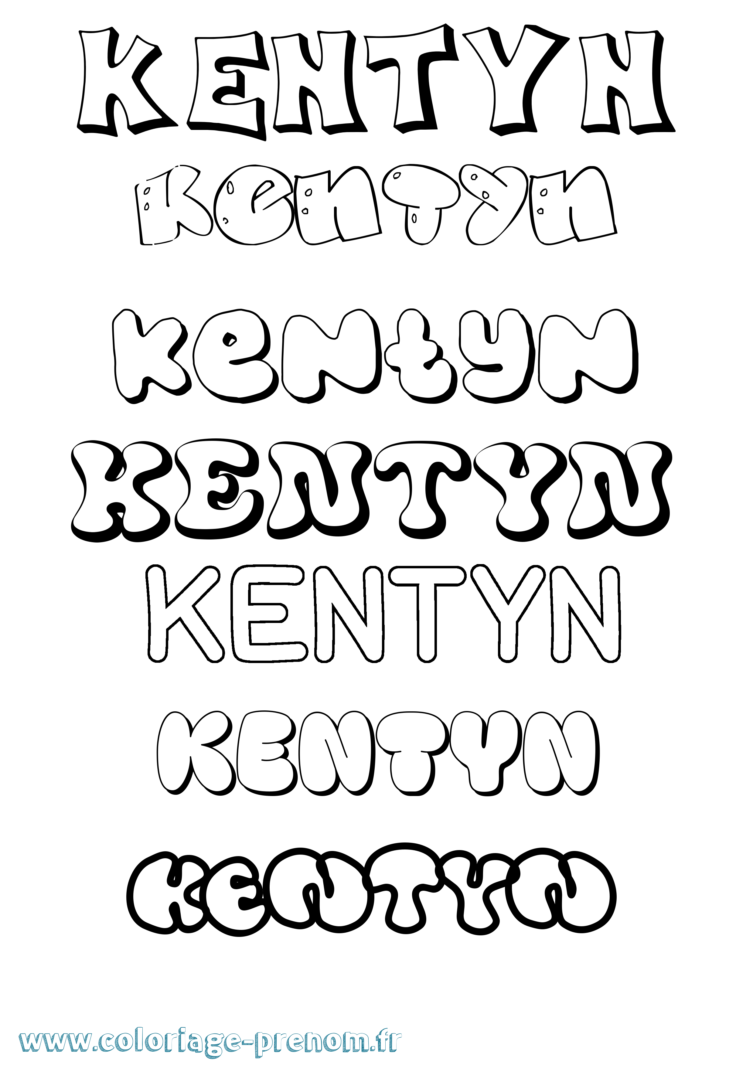 Coloriage Kentyn Bubble Coloriage prénom Kentyn Bubble