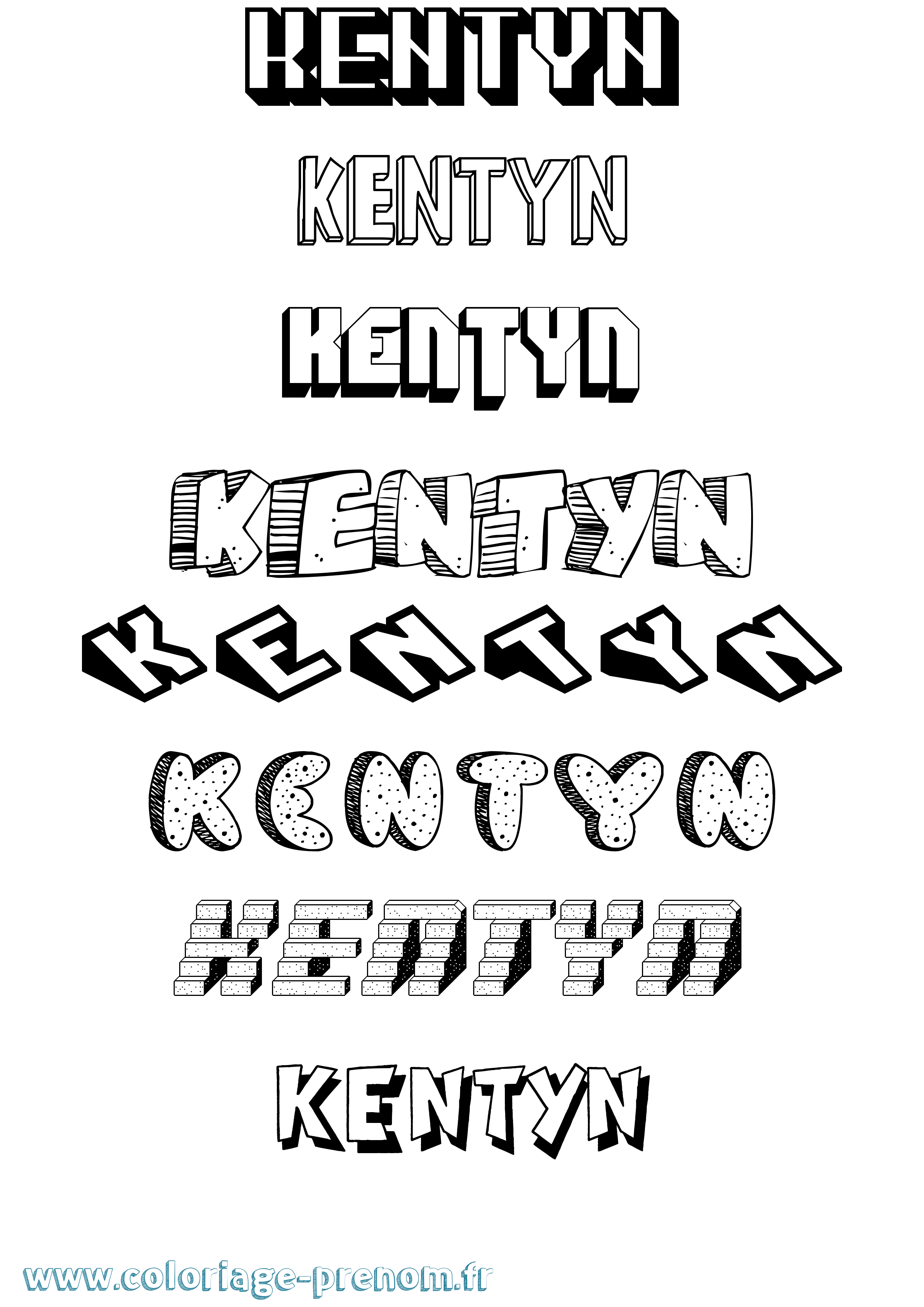 Coloriage Kentyn Effet 3D Coloriage prénom Kentyn Effet 3D