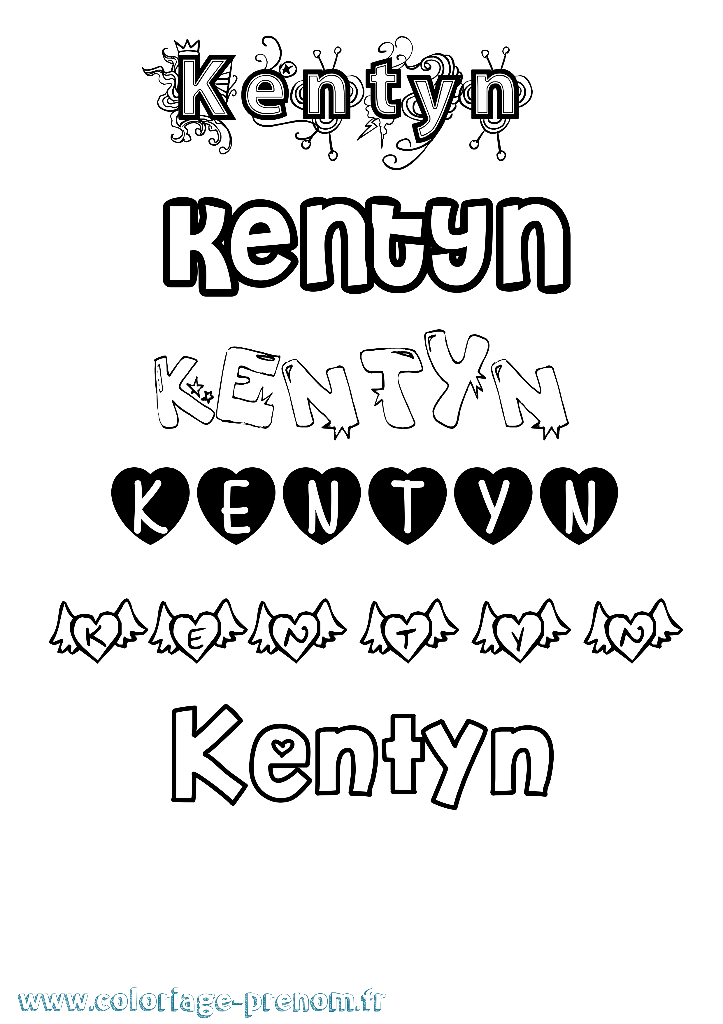 Coloriage Kentyn Girly Coloriage prénom Kentyn Girly