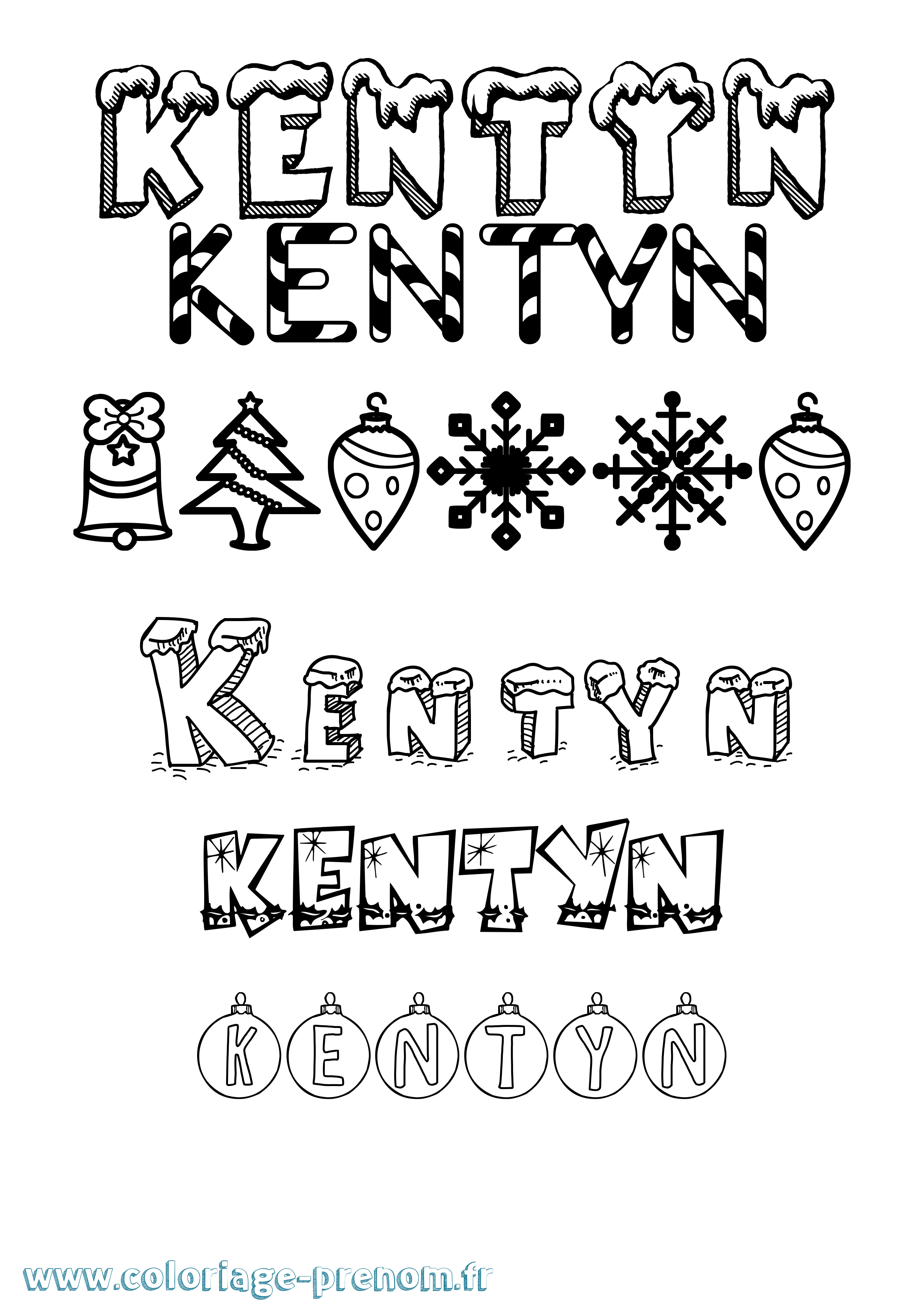 Coloriage Kentyn Noël Coloriage prénom Kentyn Noël