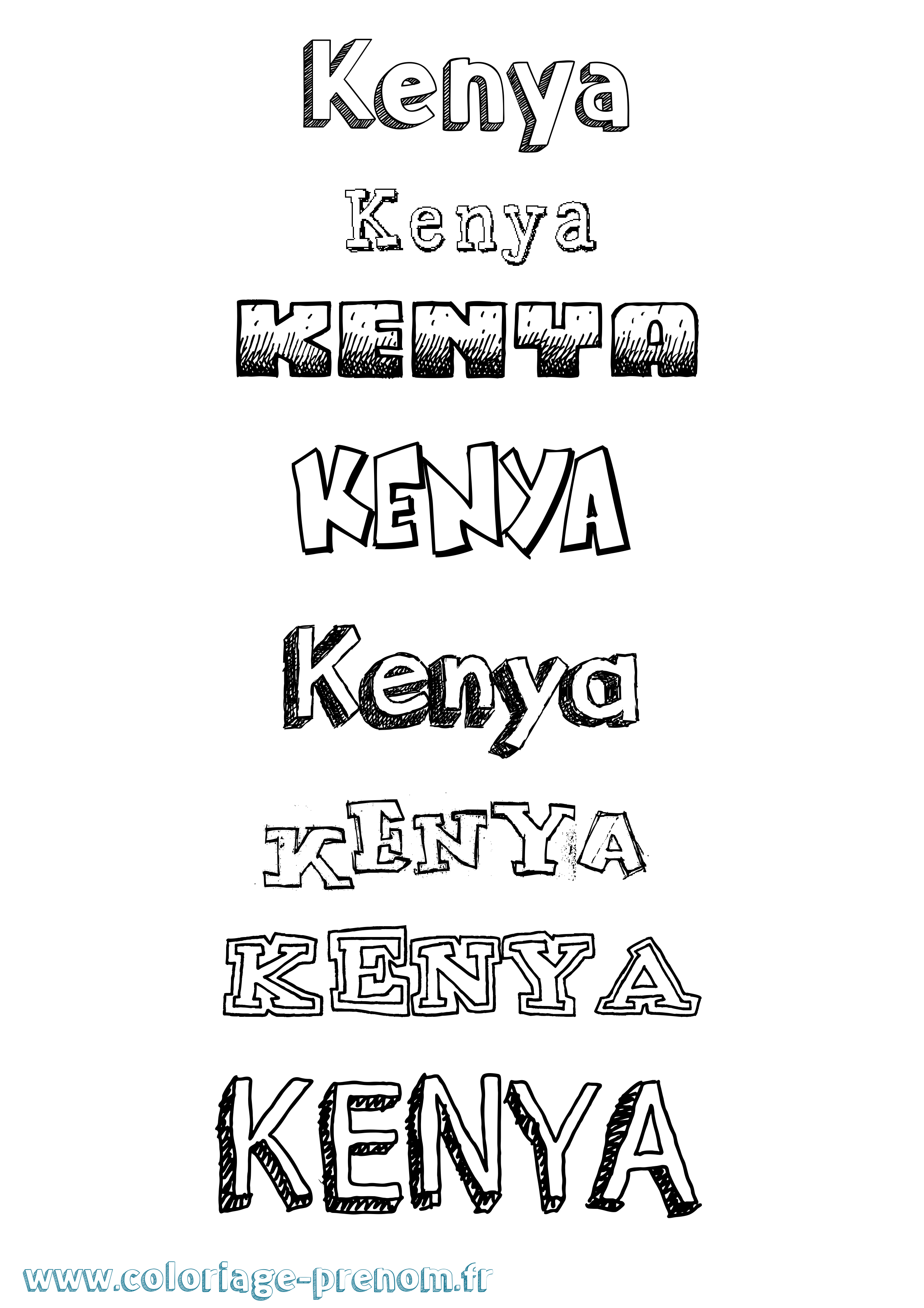 Coloriage Kenya Dessiné Coloriage prénom Kenya Dessiné