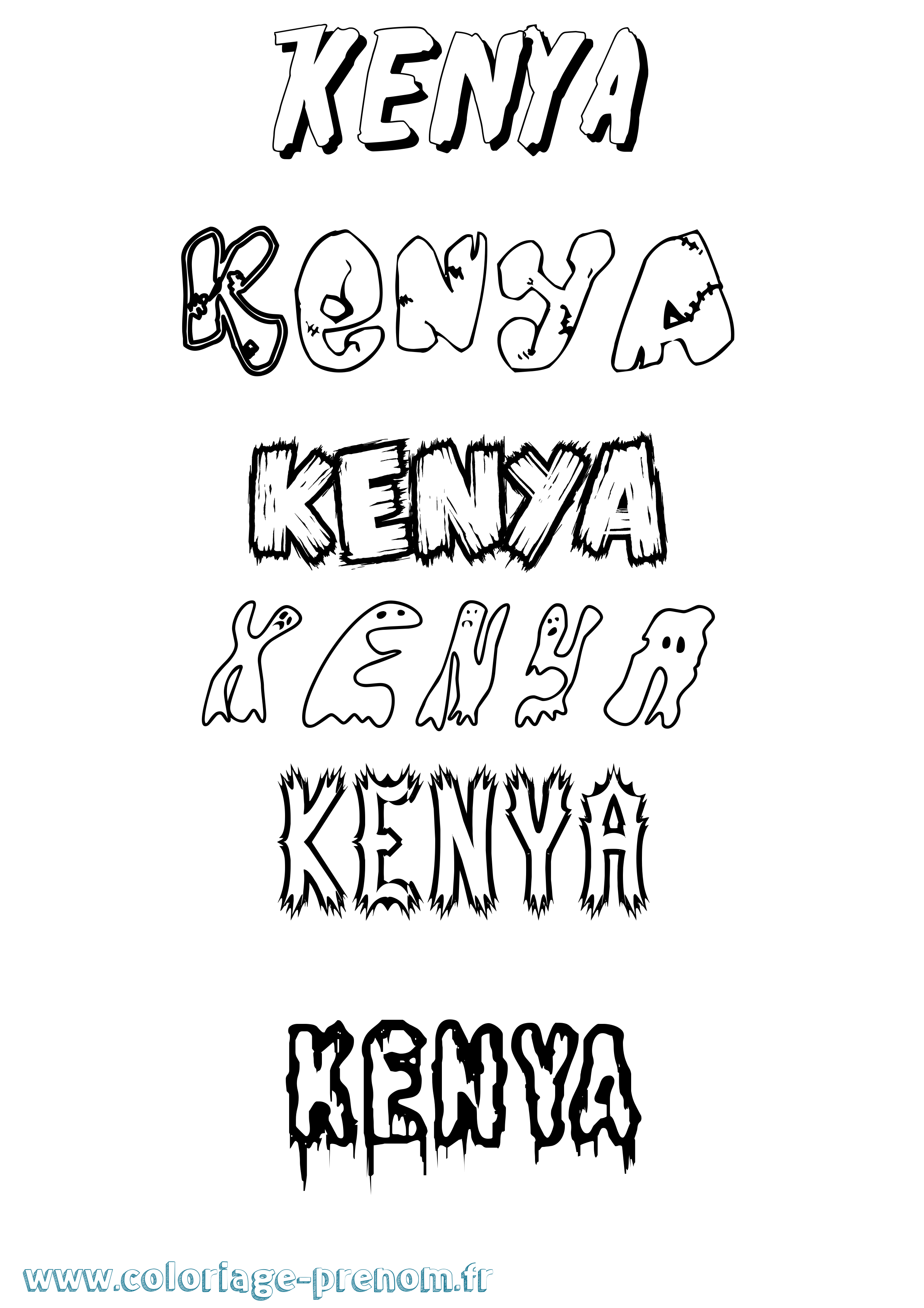 Coloriage Kenya Frisson Coloriage prénom Kenya Frisson