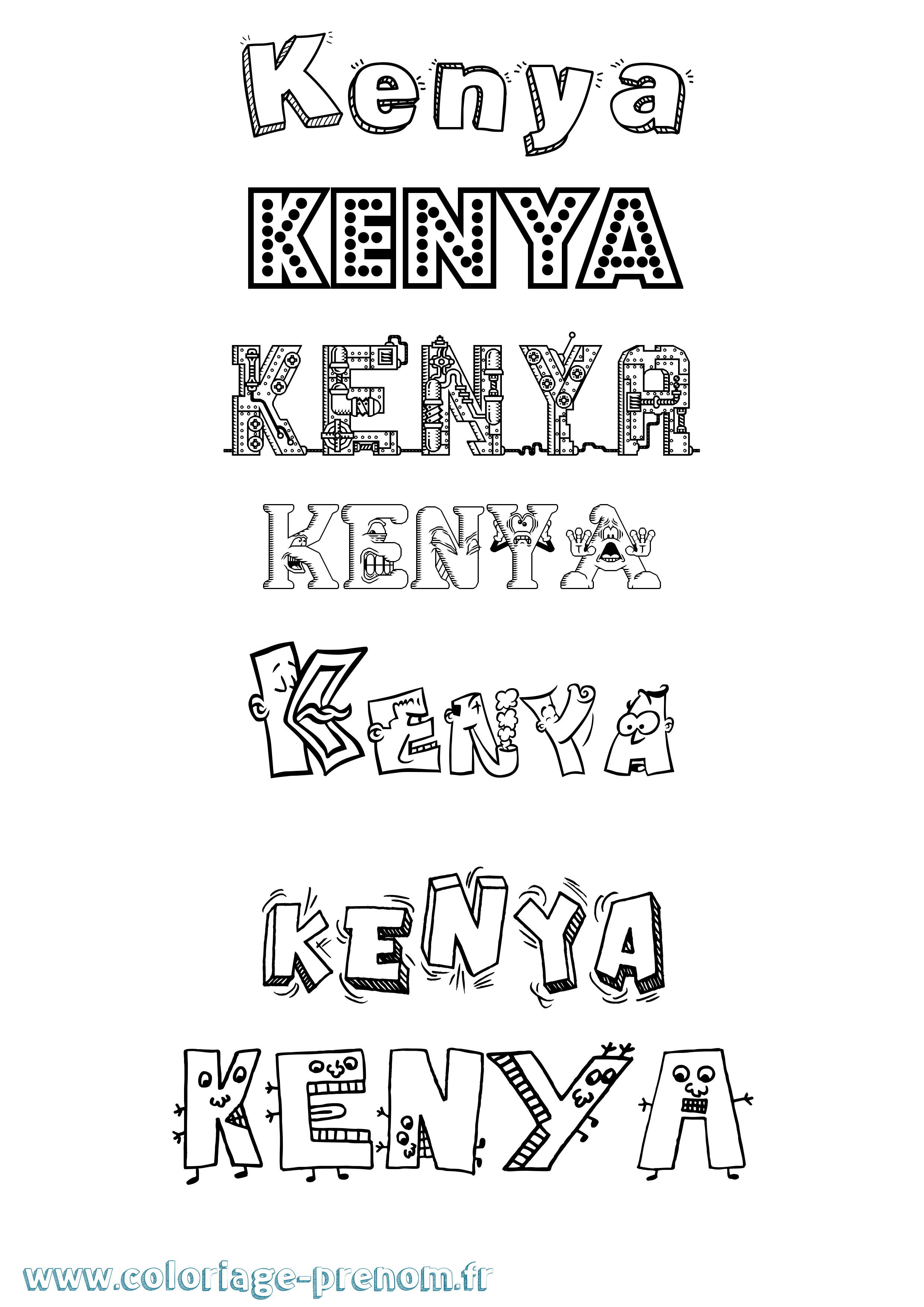 Coloriage Kenya Fun Coloriage prénom Kenya Fun
