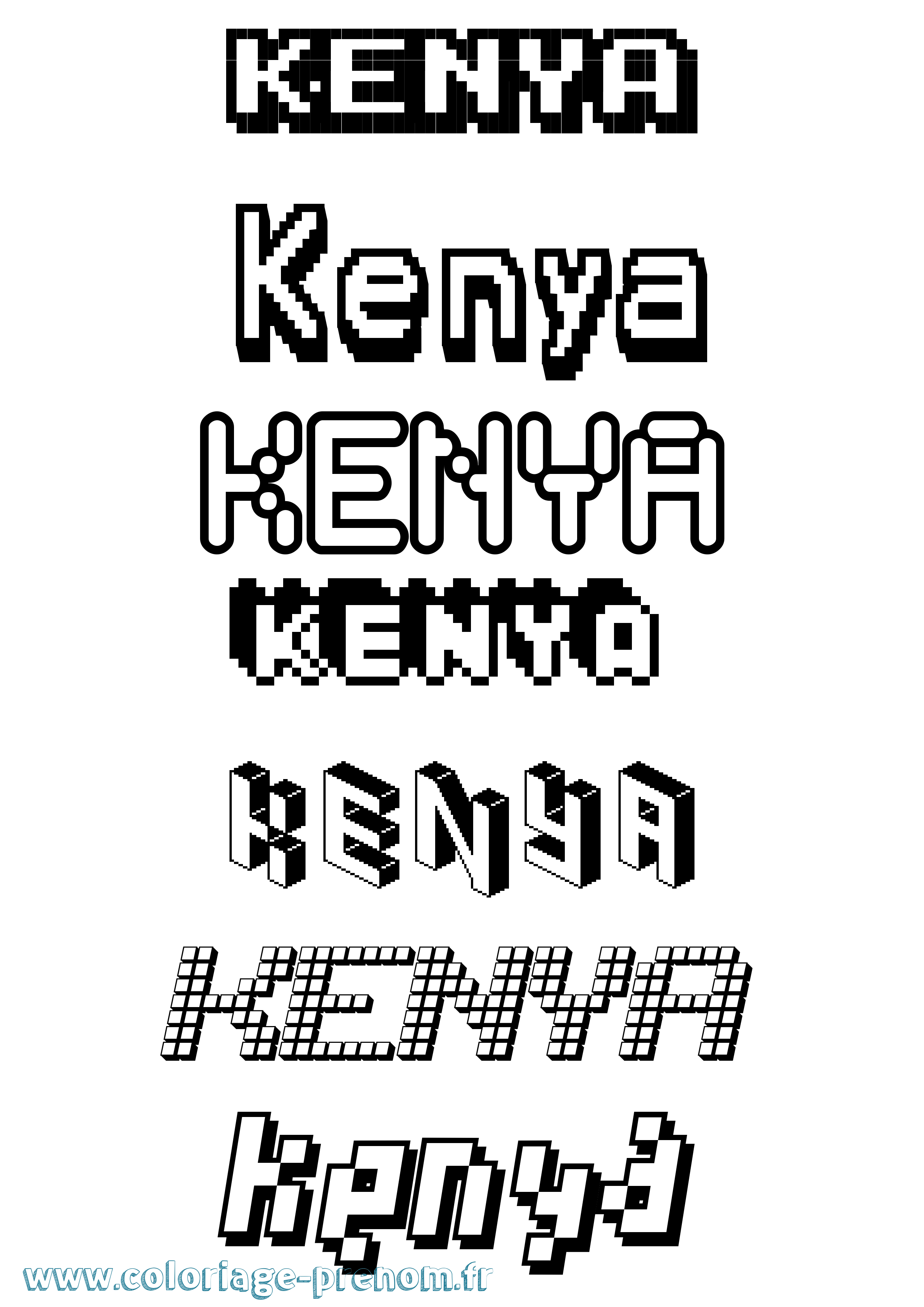 Coloriage Kenya Pixel Coloriage prénom Kenya Pixel