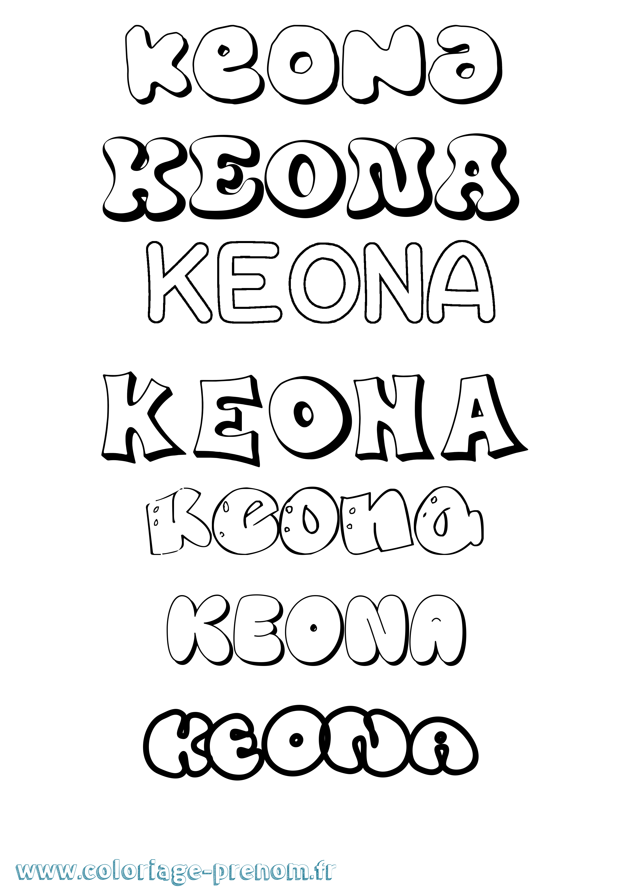 Coloriage Keona Bubble Coloriage prénom Keona Bubble