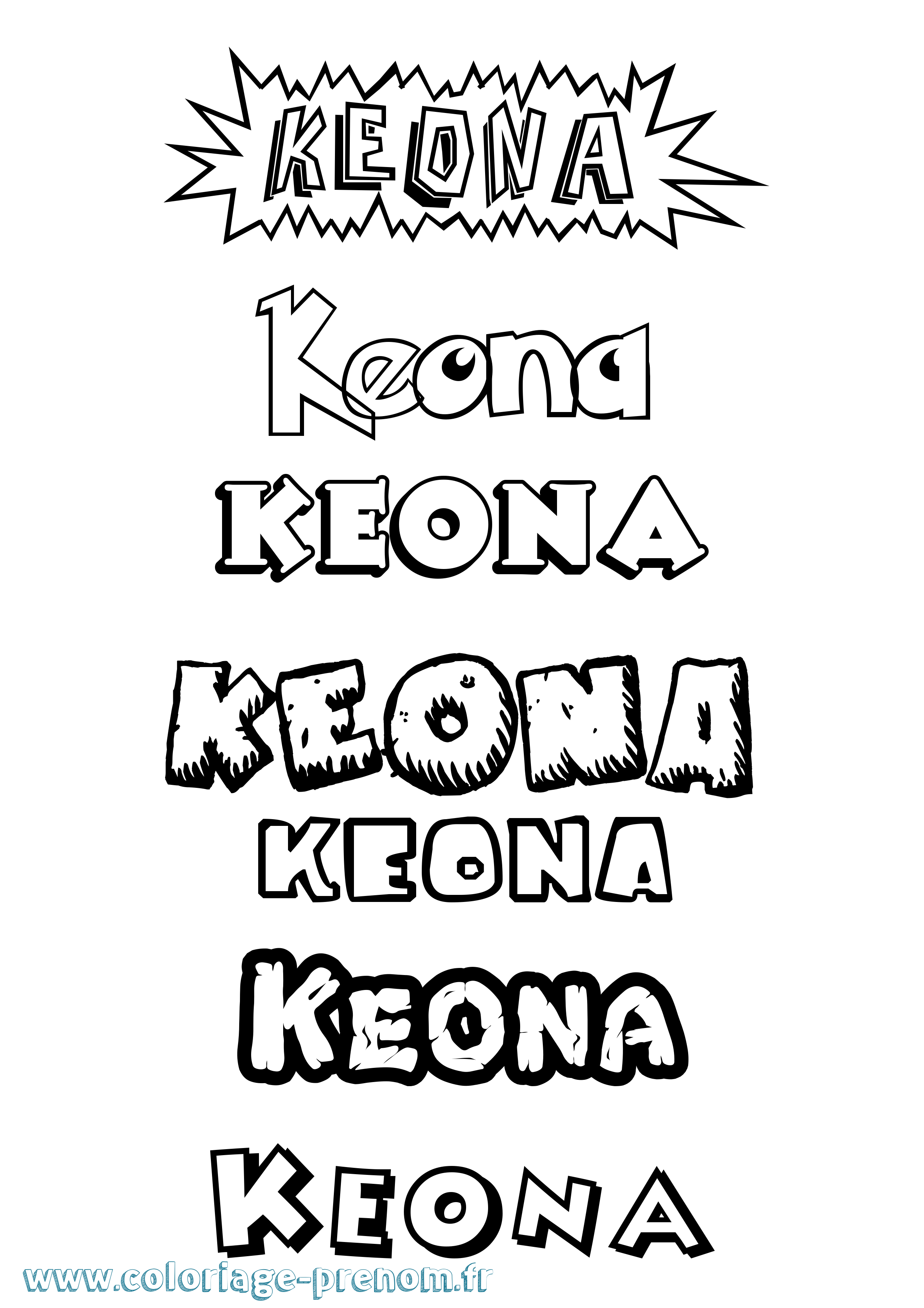 Coloriage Keona Dessin Animé Coloriage prénom Keona Dessin Animé