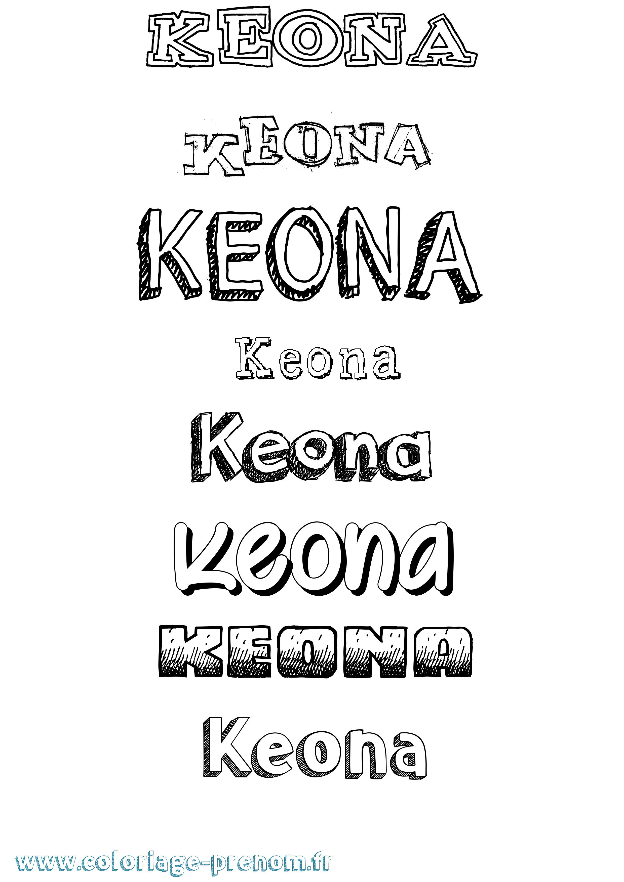 Coloriage Keona Dessiné Coloriage prénom Keona Dessiné