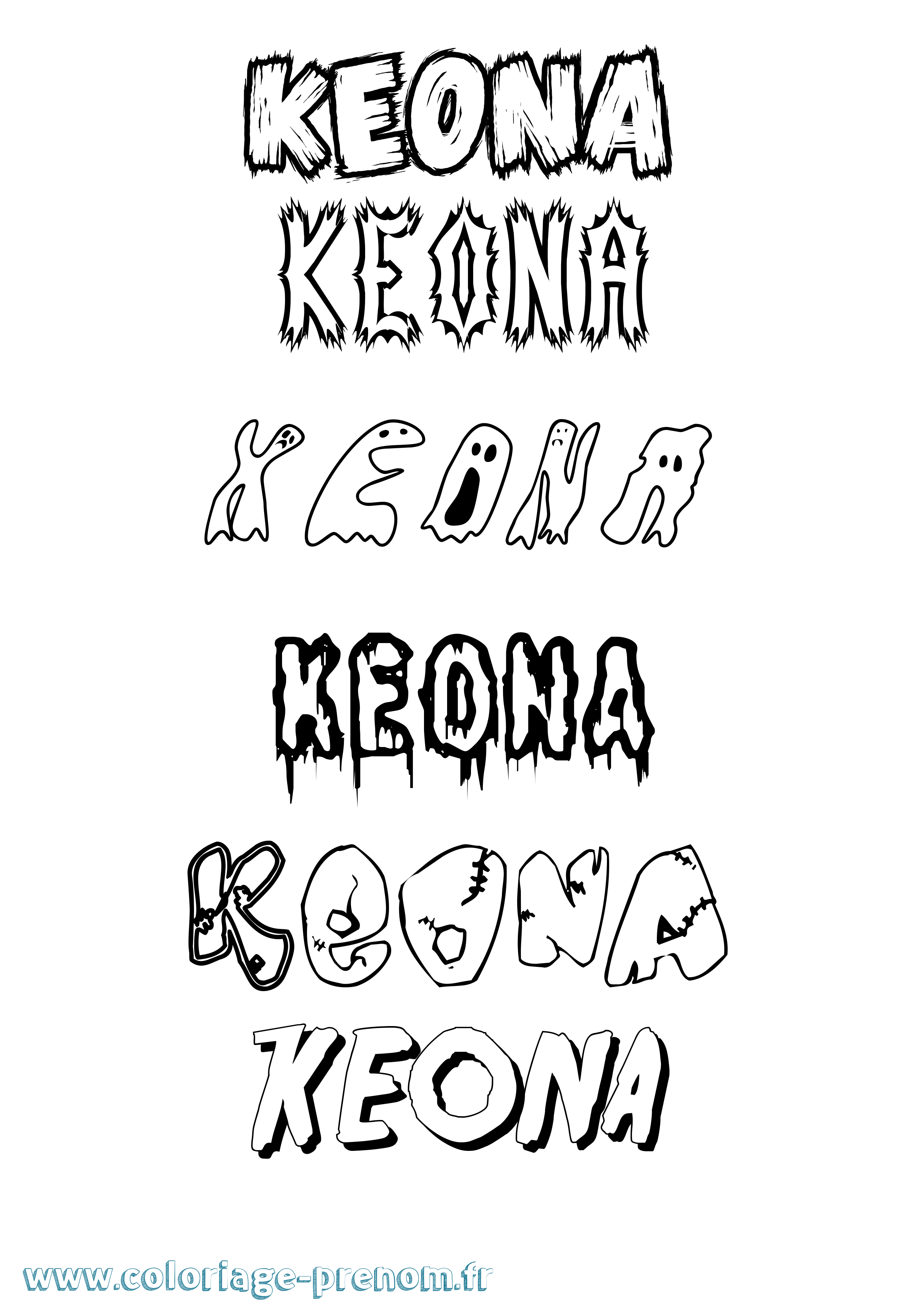 Coloriage Keona Frisson Coloriage prénom Keona Frisson