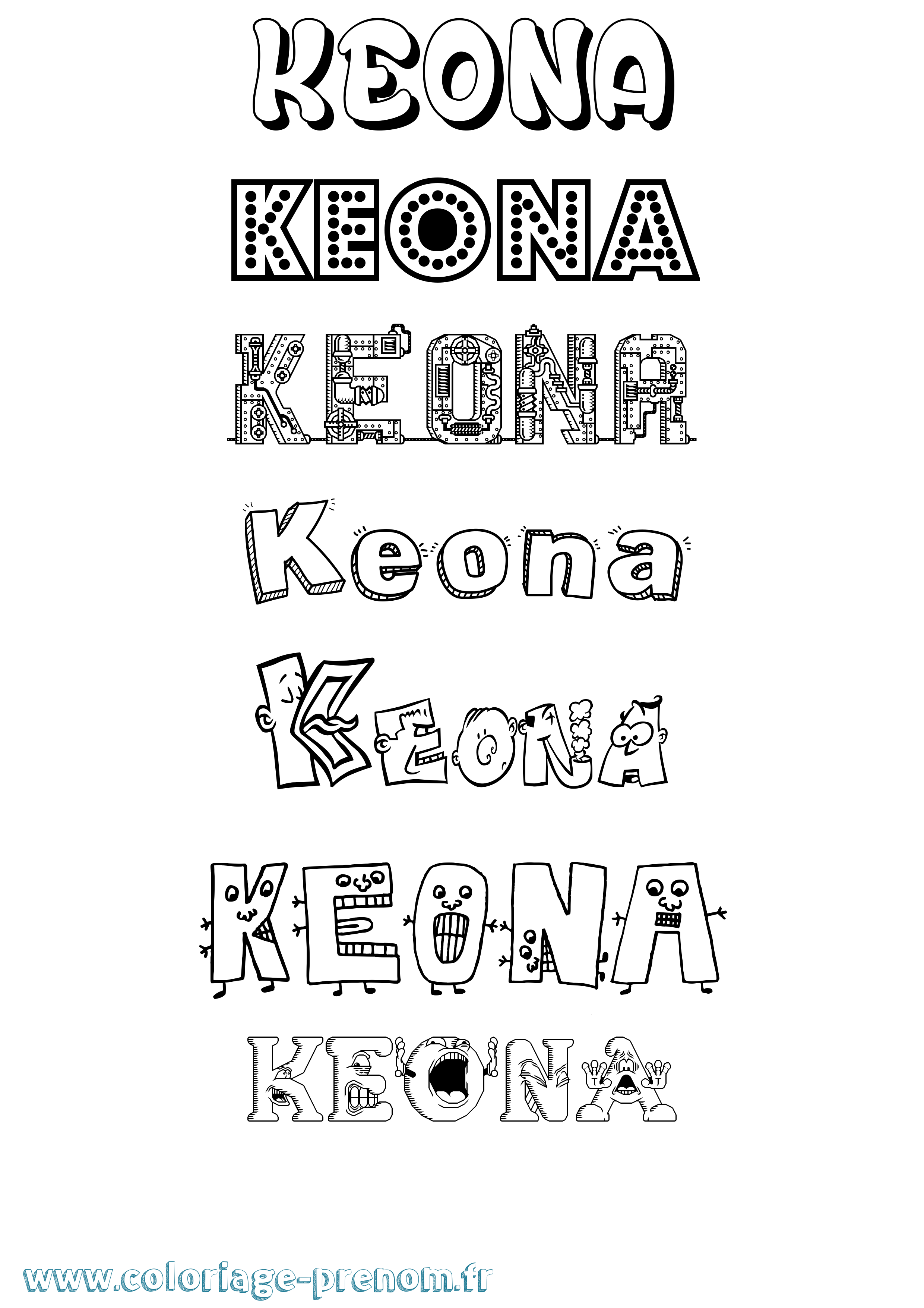 Coloriage Keona Fun Coloriage prénom Keona Fun