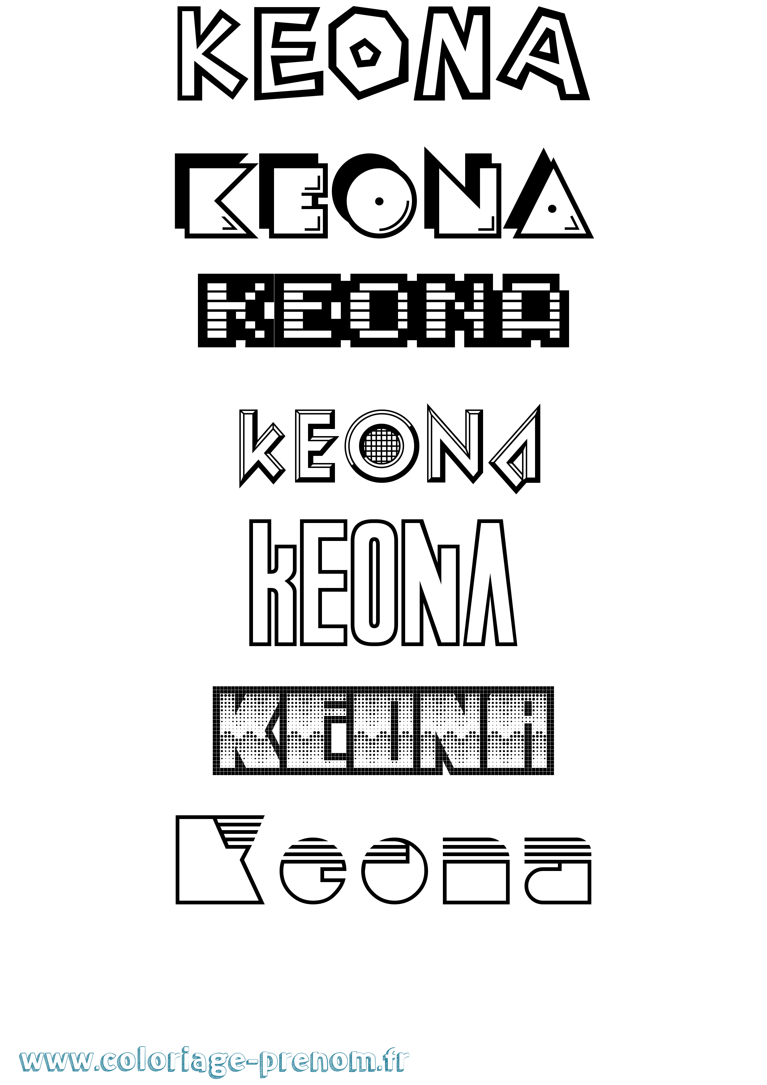 Coloriage Keona Jeux Vidéos Coloriage prénom Keona Jeux Vidéos