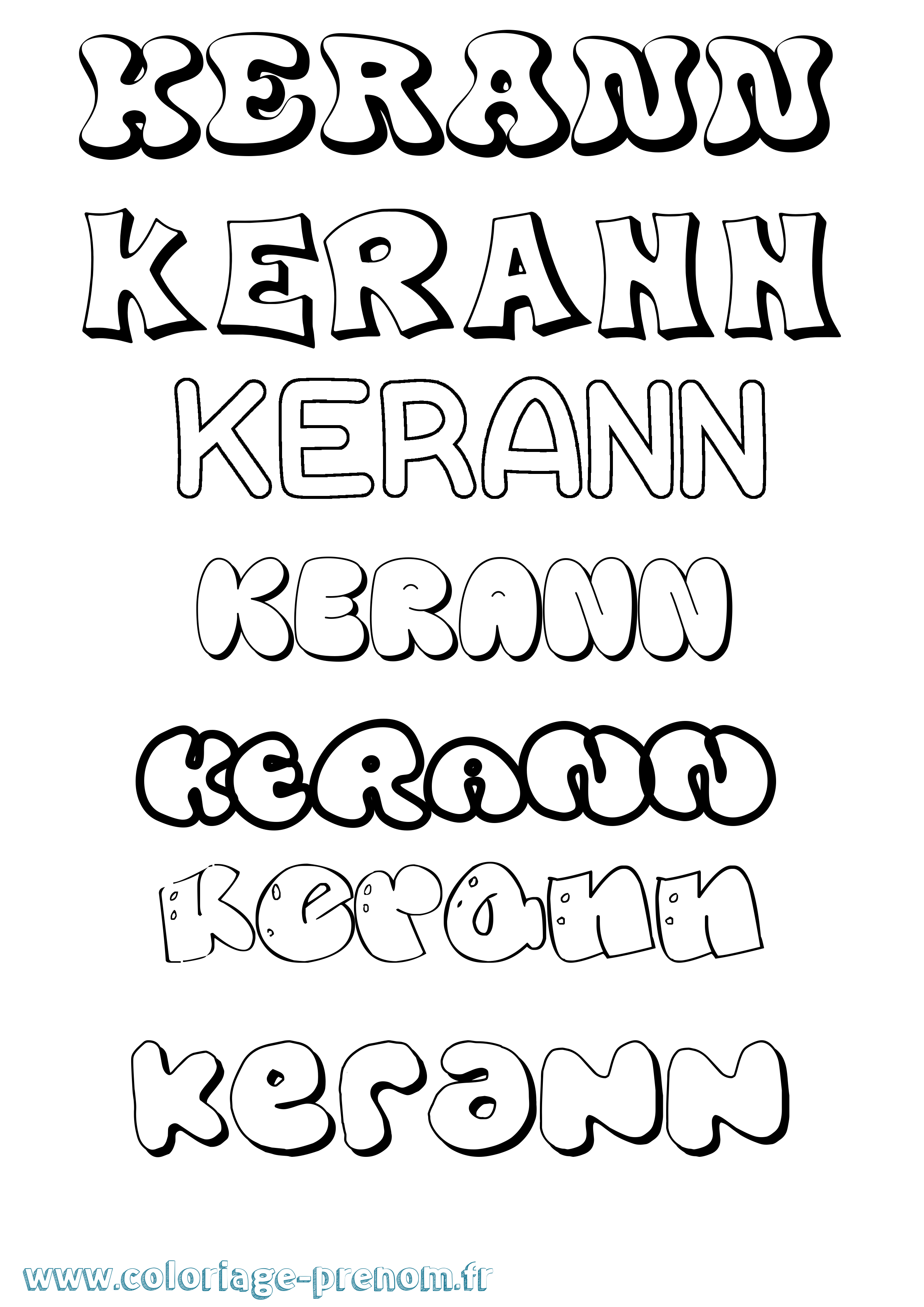 Coloriage Kerann Bubble Coloriage prénom Kerann Bubble