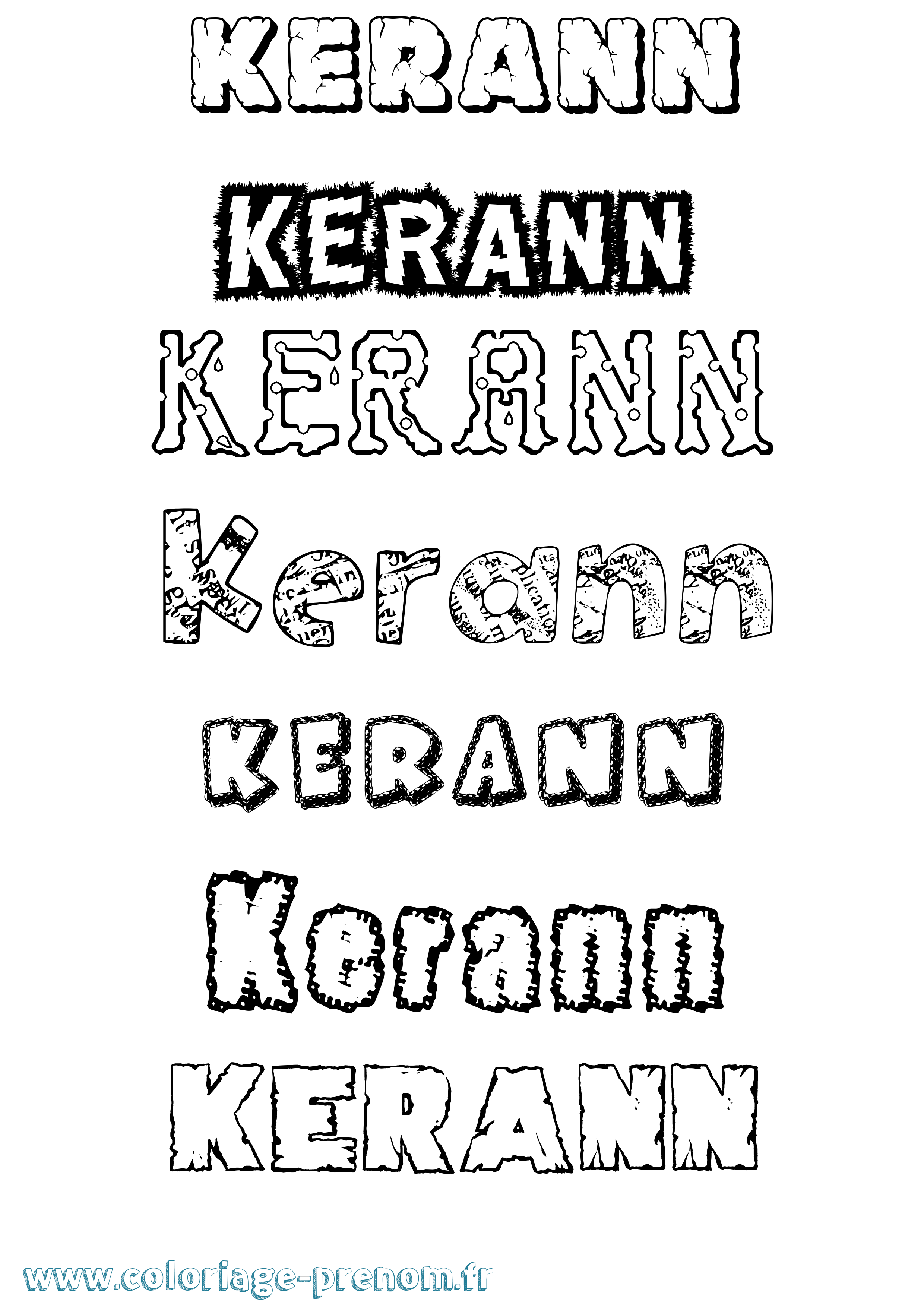 Coloriage Kerann Destructuré Coloriage prénom Kerann Destructuré