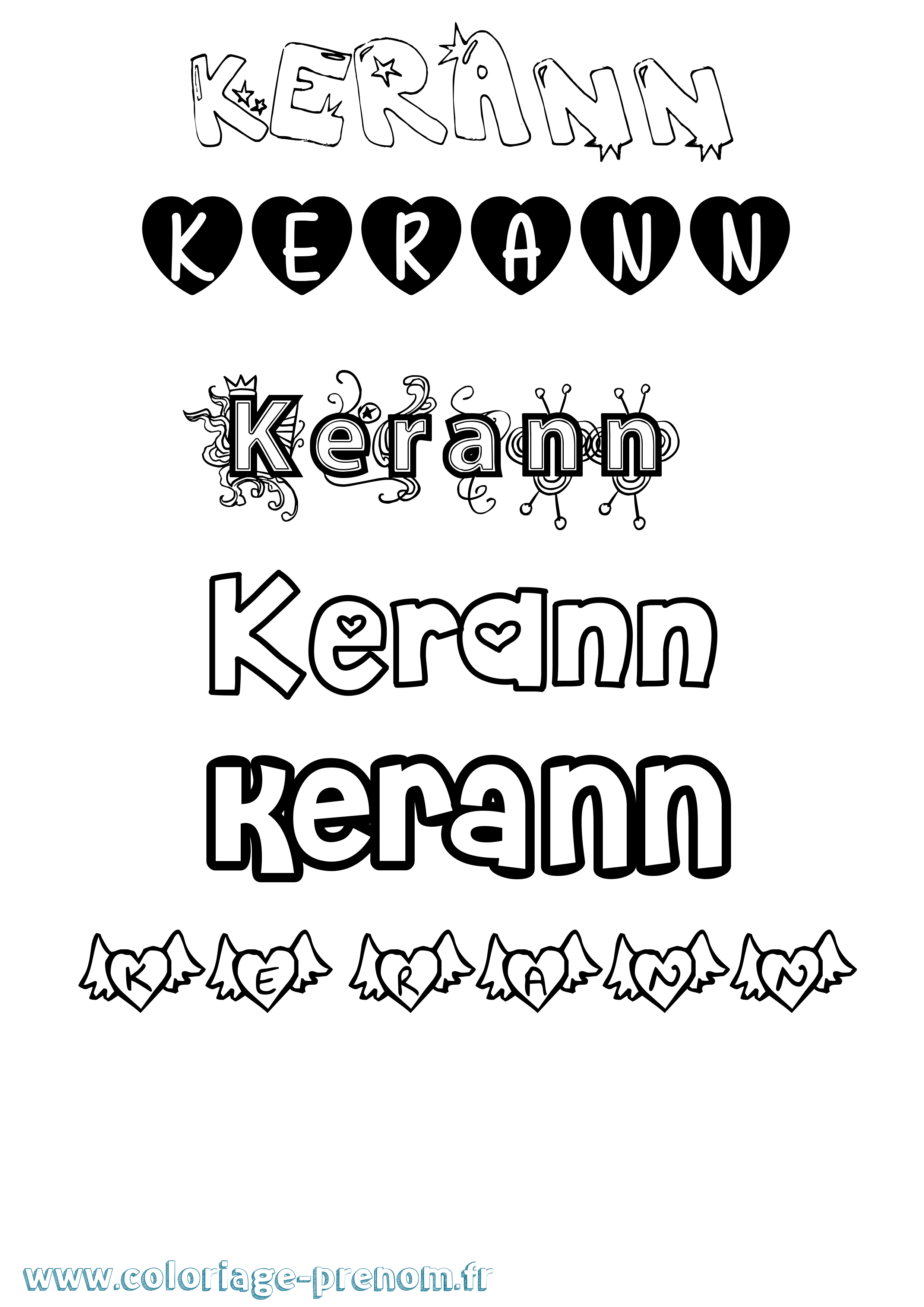 Coloriage Kerann Girly Coloriage prénom Kerann Girly