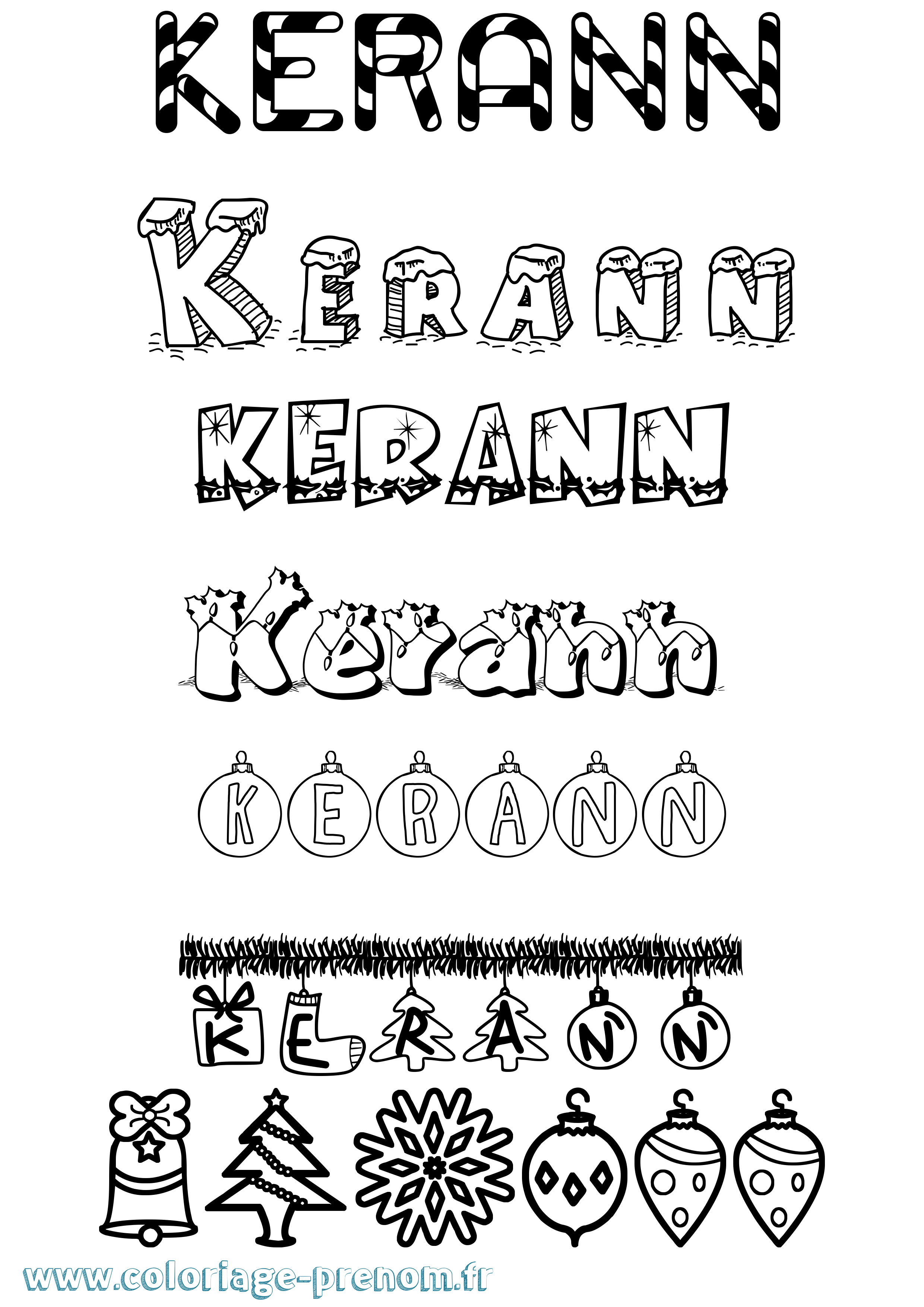 Coloriage Kerann Noël Coloriage prénom Kerann Noël