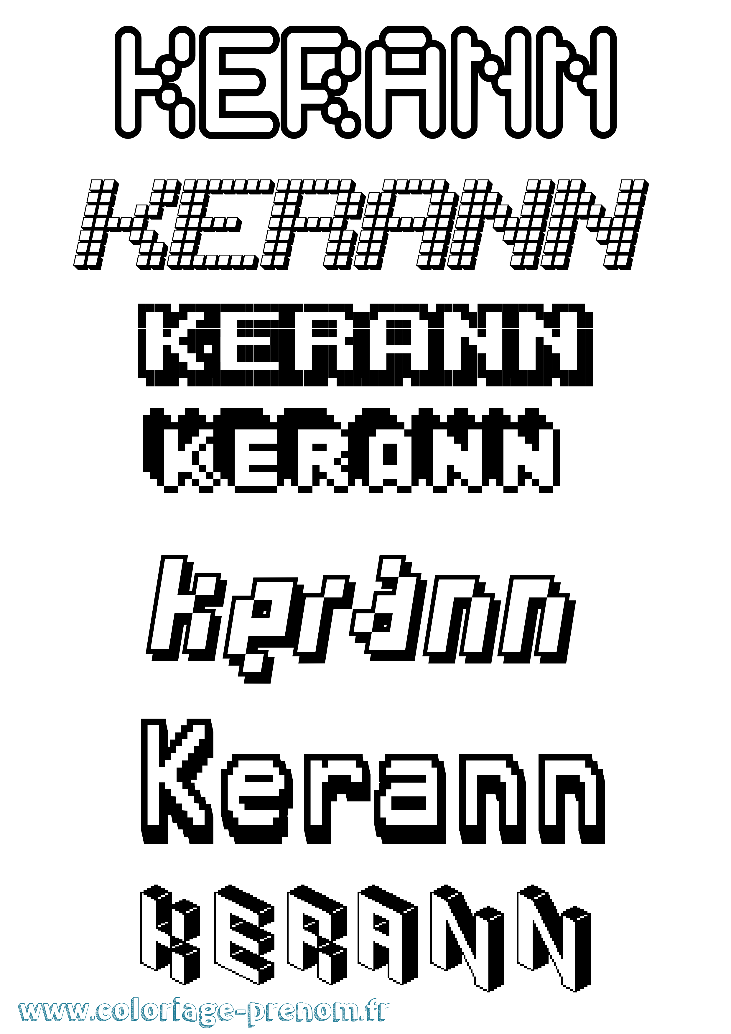 Coloriage Kerann Pixel Coloriage prénom Kerann Pixel