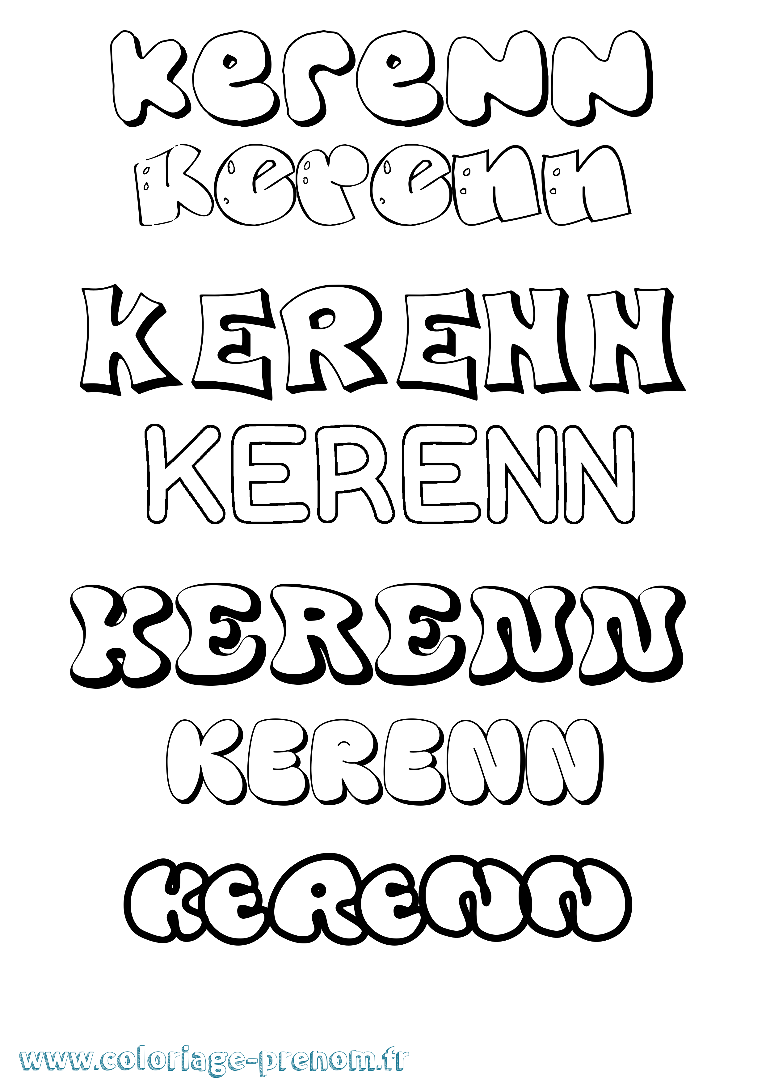 Coloriage Kerenn Bubble Coloriage prénom Kerenn Bubble