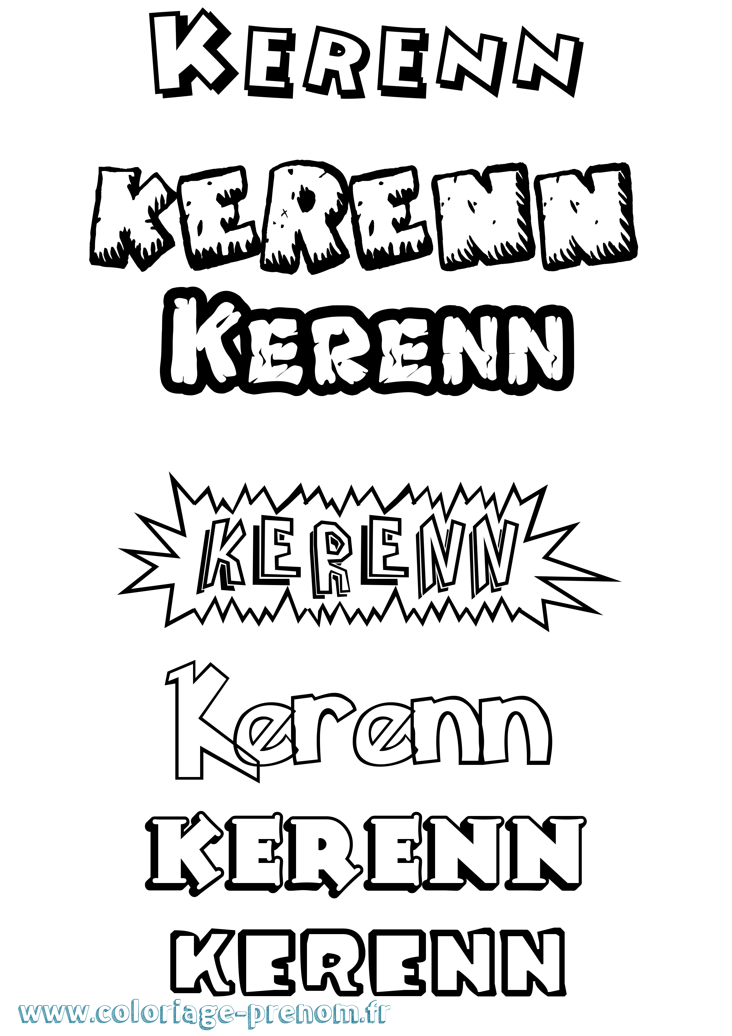 Coloriage Kerenn Dessin Animé Coloriage prénom Kerenn Dessin Animé
