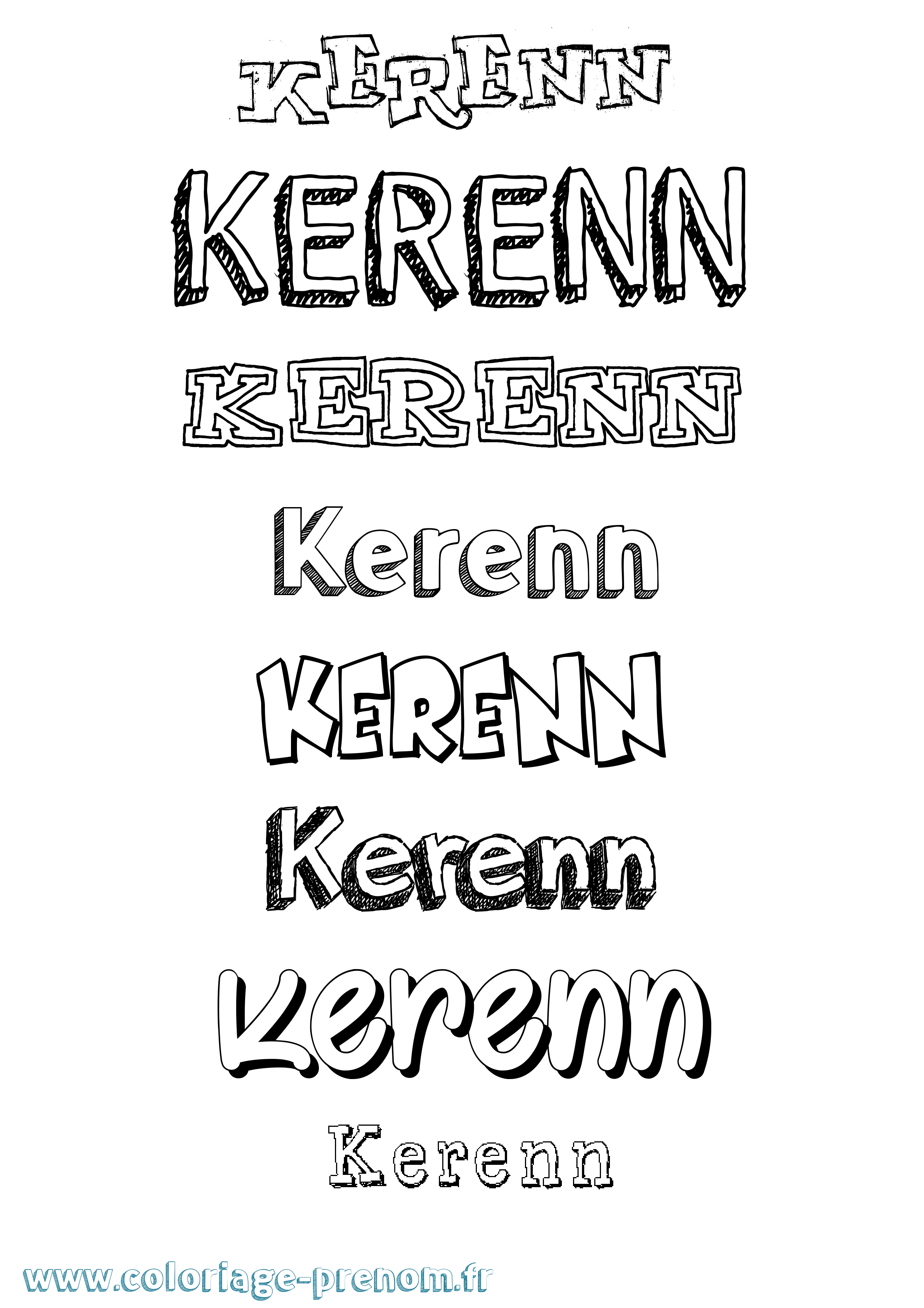 Coloriage Kerenn Dessiné Coloriage prénom Kerenn Dessiné
