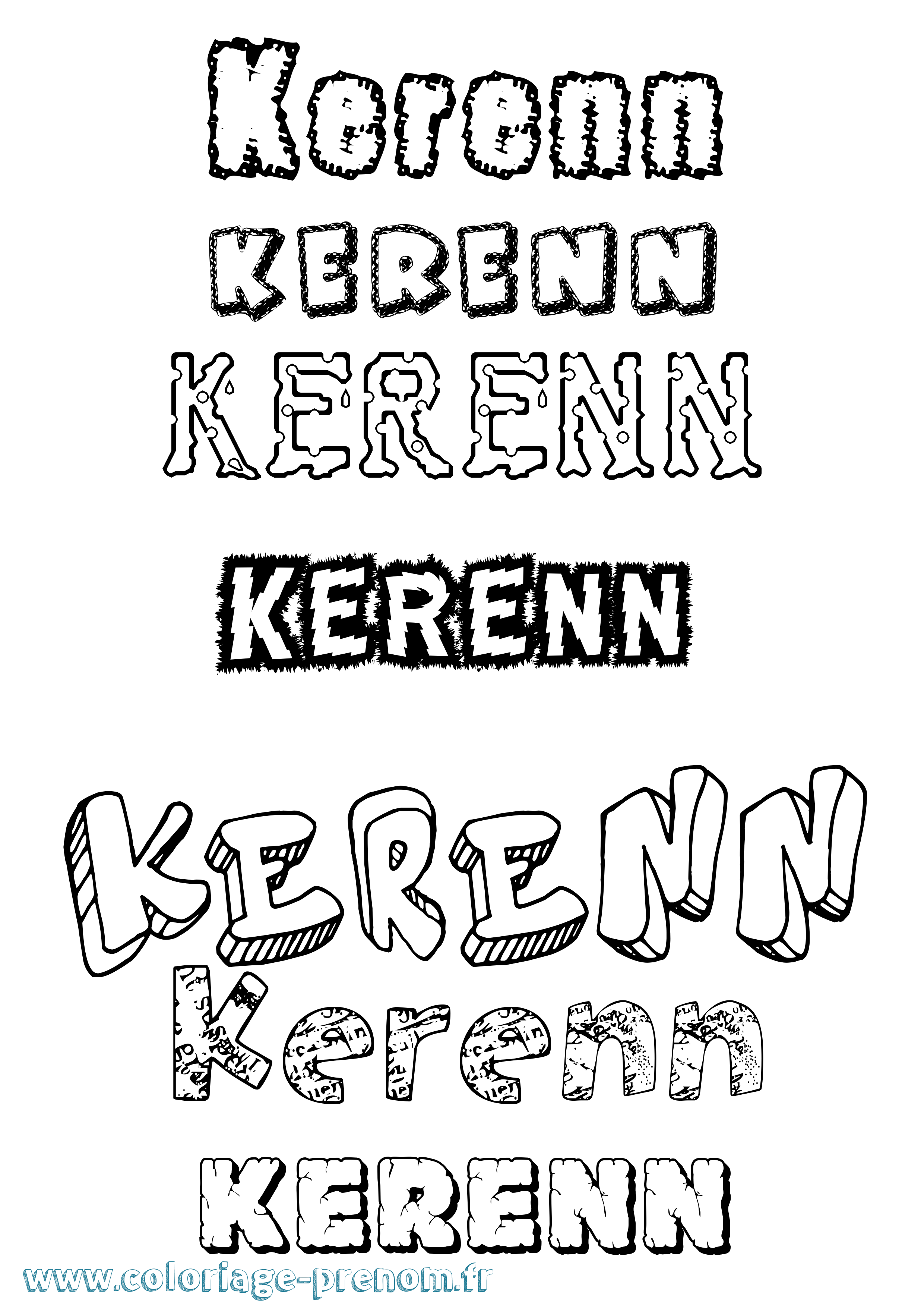 Coloriage Kerenn Destructuré Coloriage prénom Kerenn Destructuré