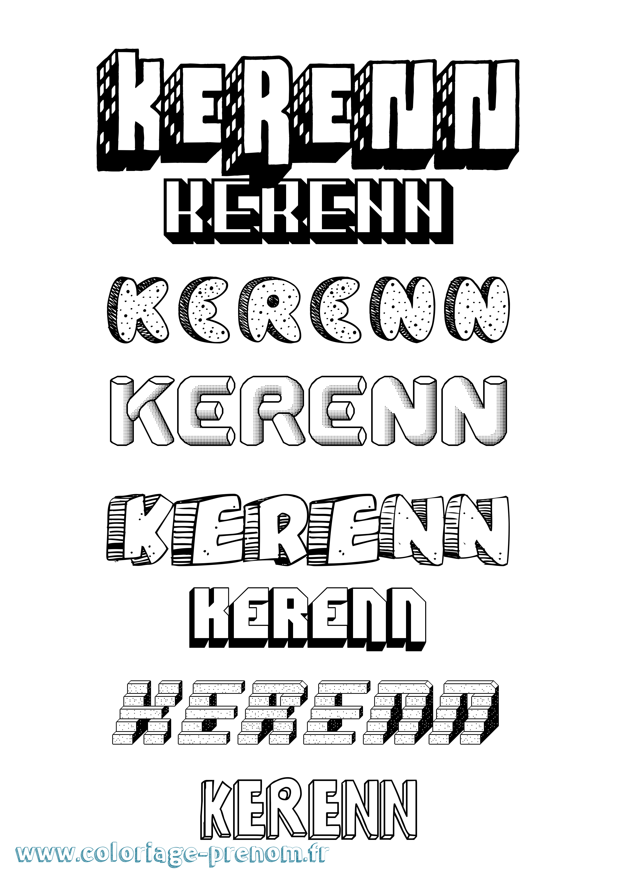 Coloriage Kerenn Effet 3D Coloriage prénom Kerenn Effet 3D