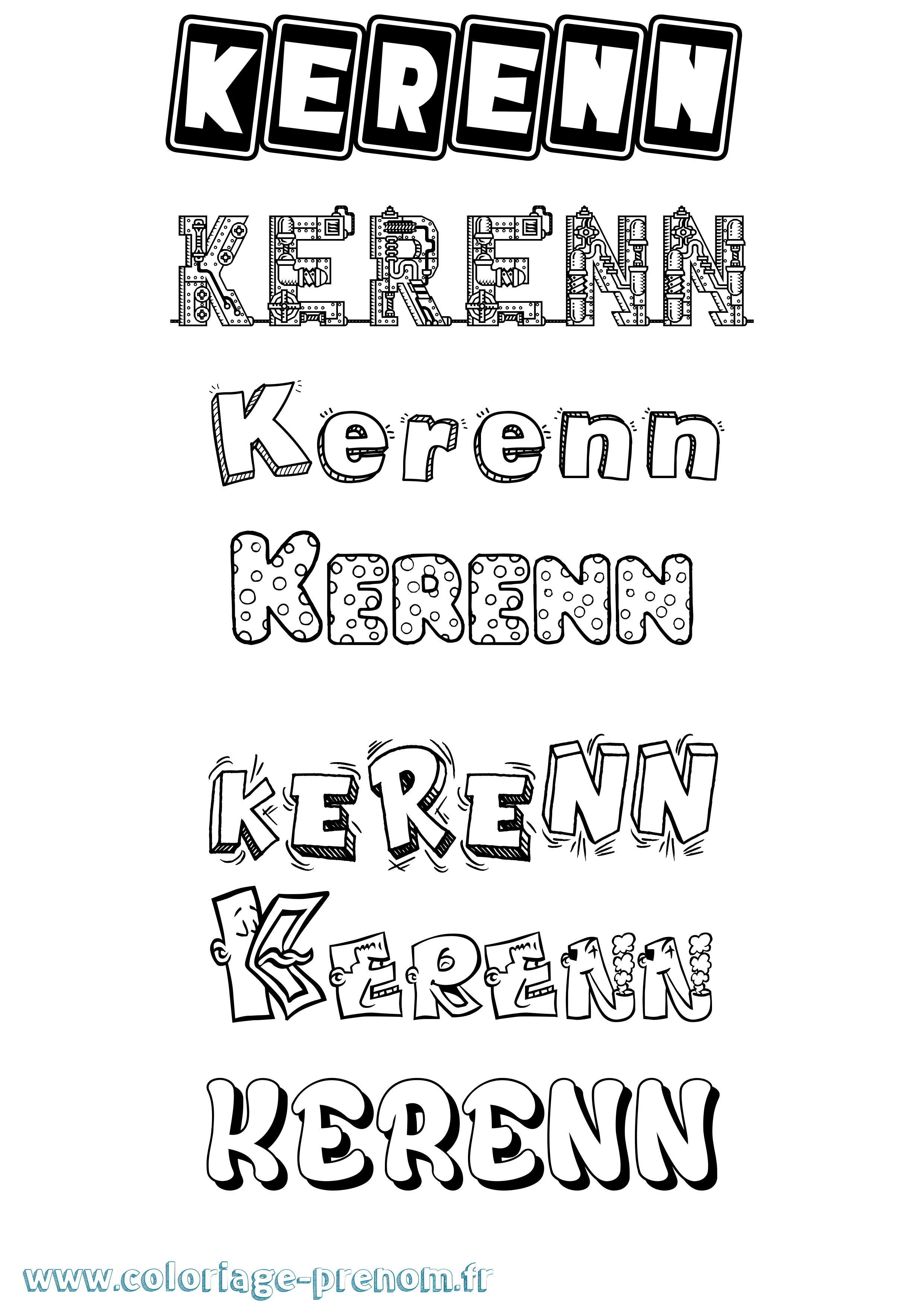 Coloriage Kerenn Fun Coloriage prénom Kerenn Fun