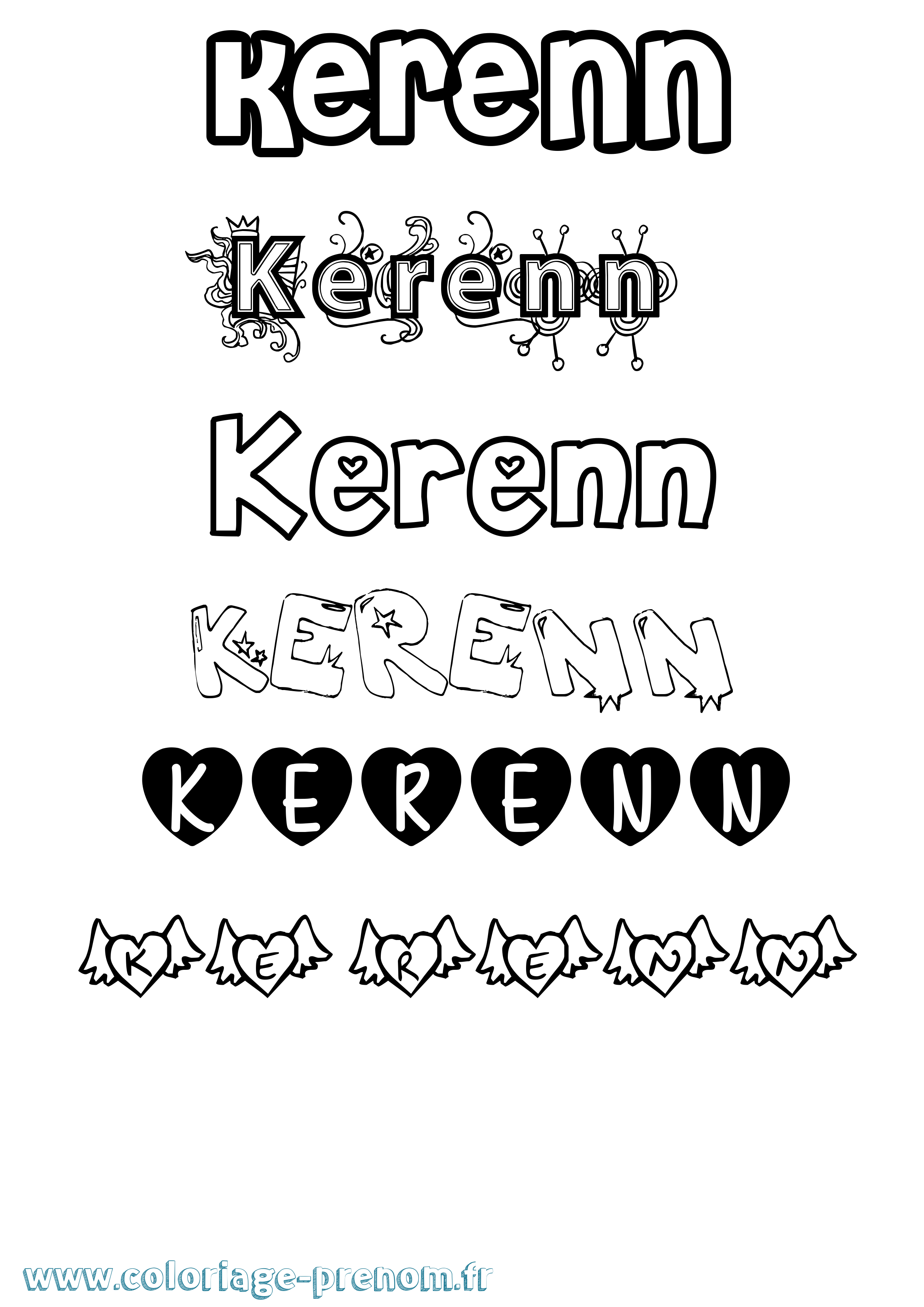 Coloriage Kerenn Girly Coloriage prénom Kerenn Girly
