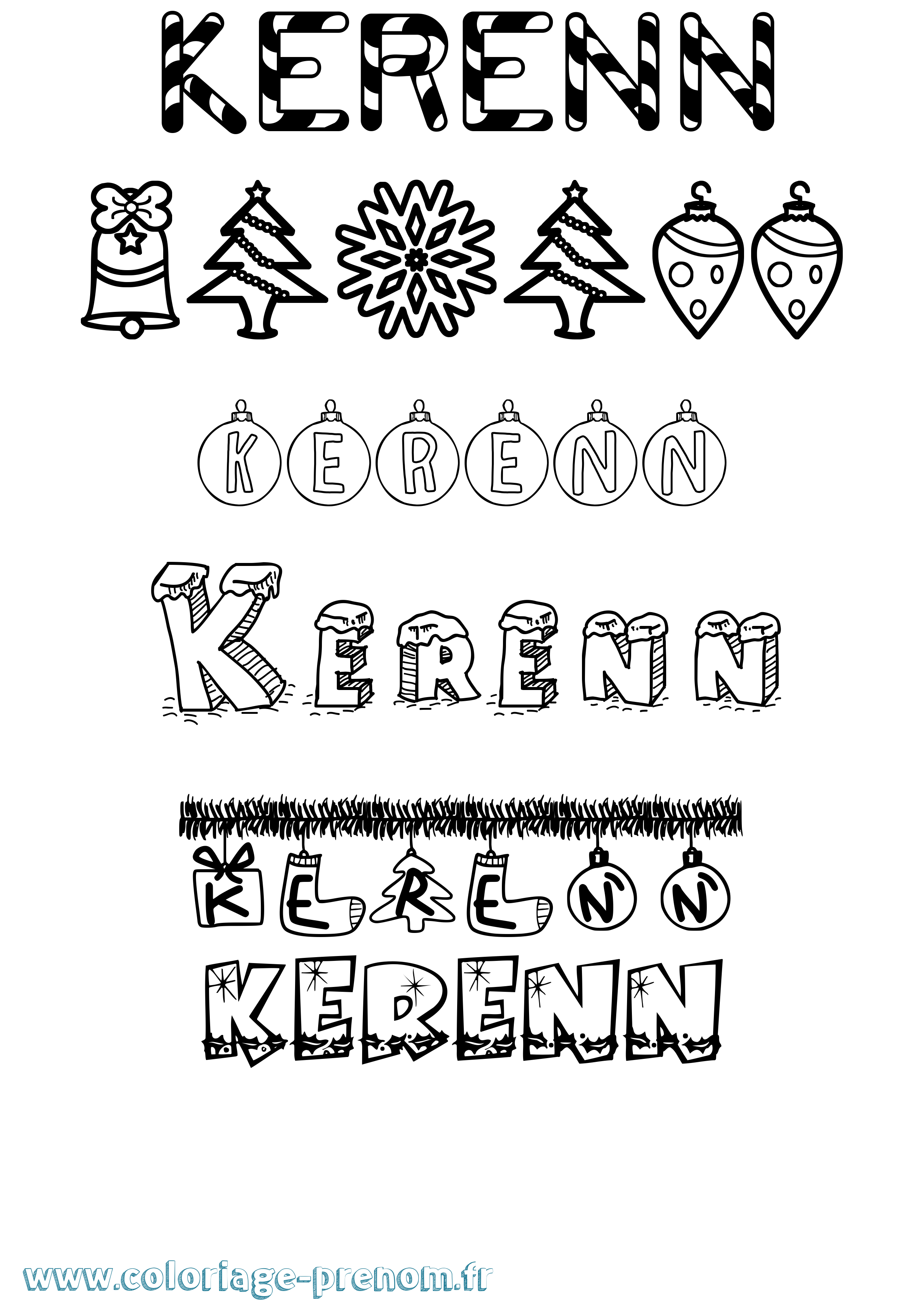Coloriage Kerenn Noël Coloriage prénom Kerenn Noël