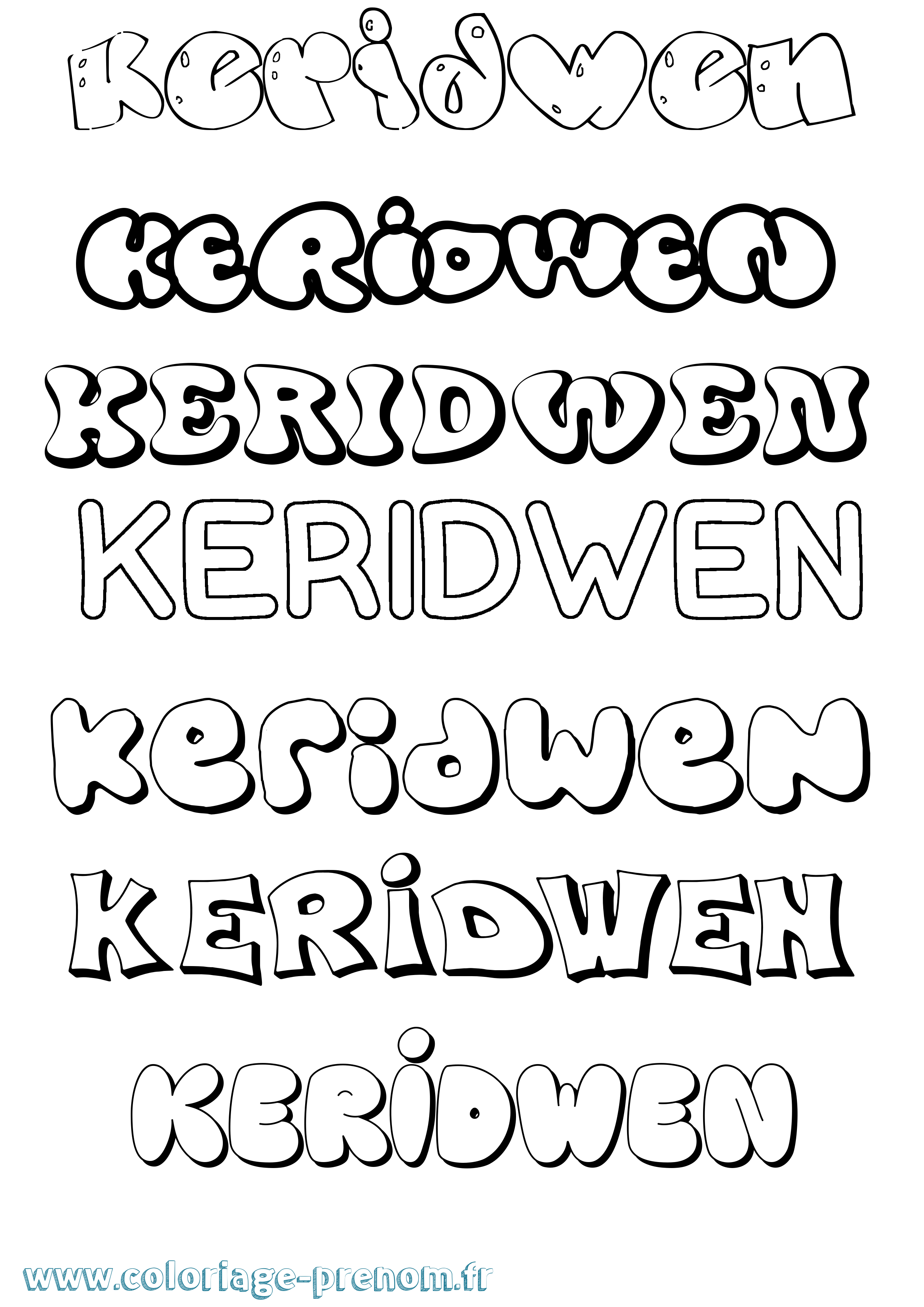 Coloriage Keridwen Bubble Coloriage prénom Keridwen Bubble