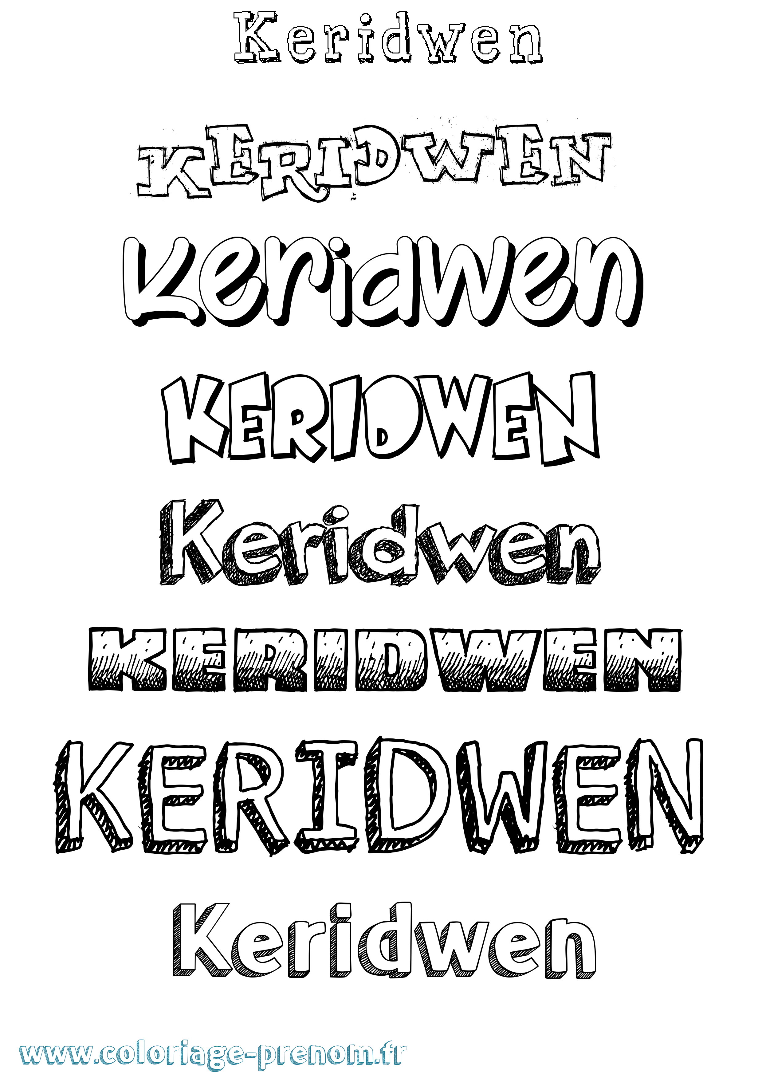 Coloriage Keridwen Dessiné Coloriage prénom Keridwen Dessiné