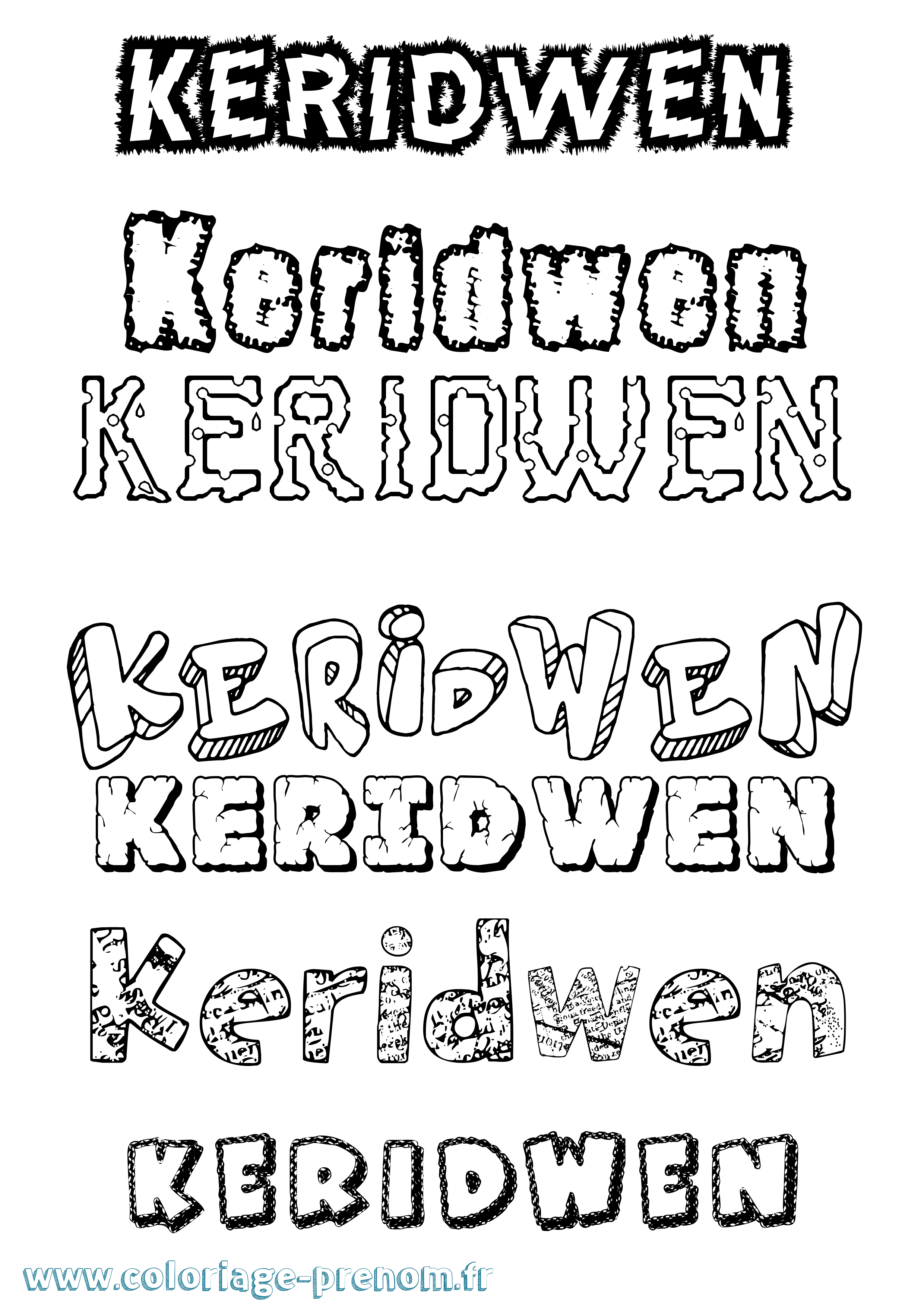 Coloriage Keridwen Destructuré Coloriage prénom Keridwen Destructuré