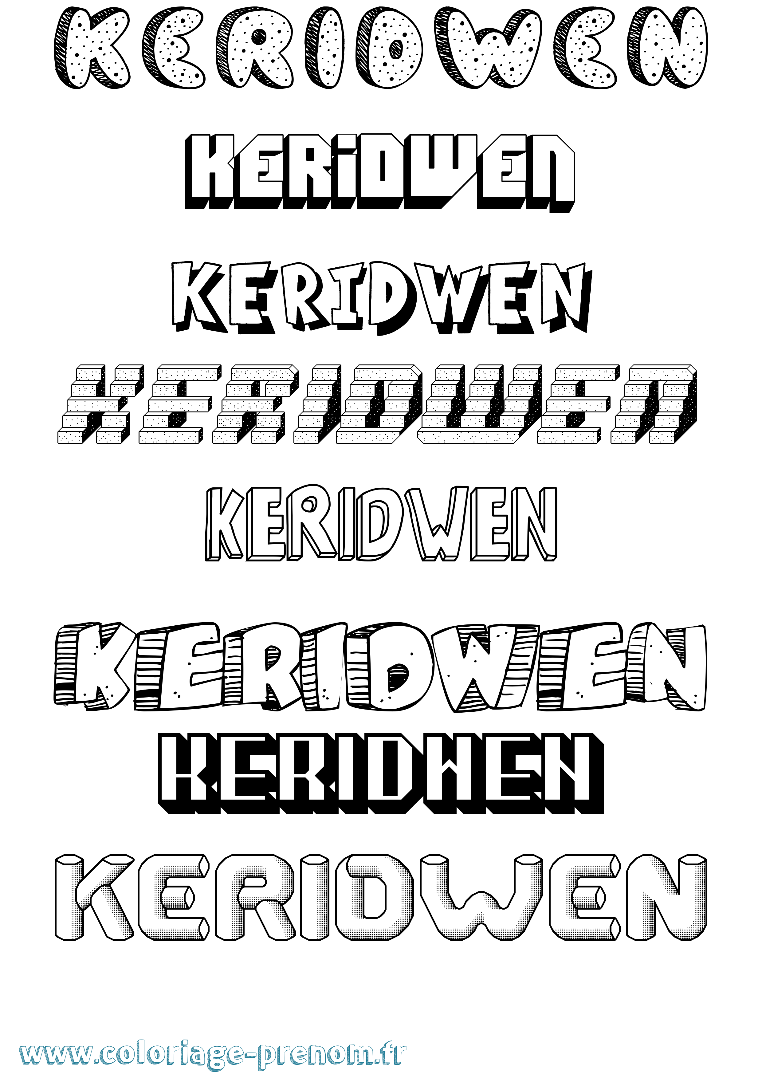 Coloriage Keridwen Effet 3D Coloriage prénom Keridwen Effet 3D