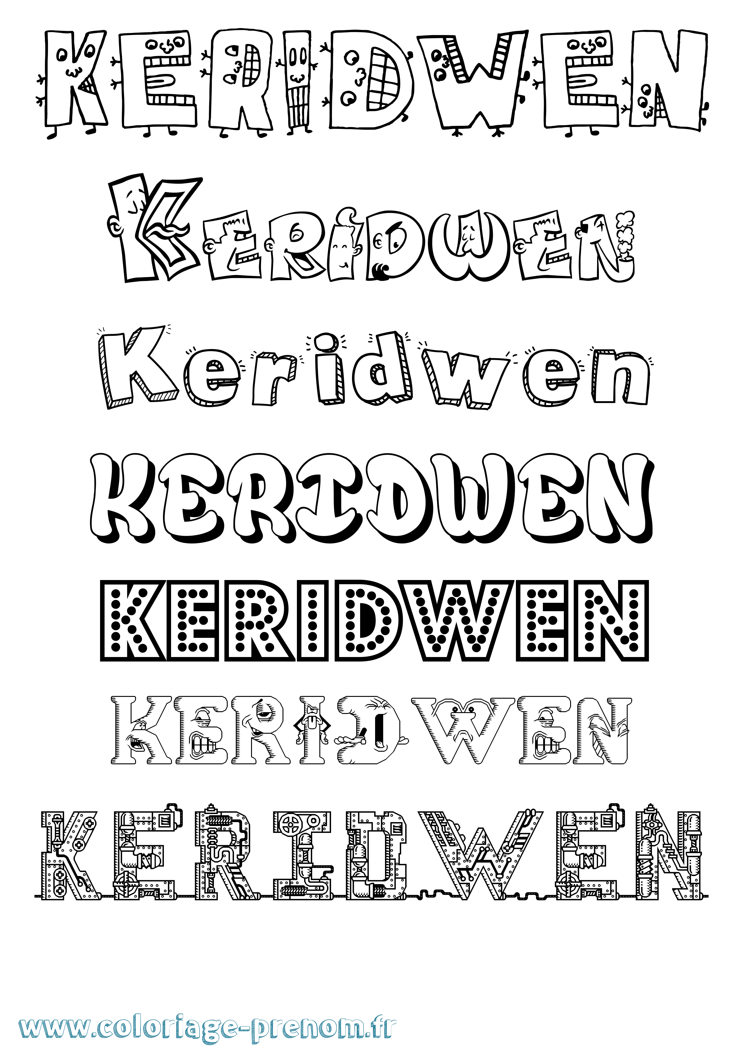 Coloriage Keridwen Fun Coloriage prénom Keridwen Fun